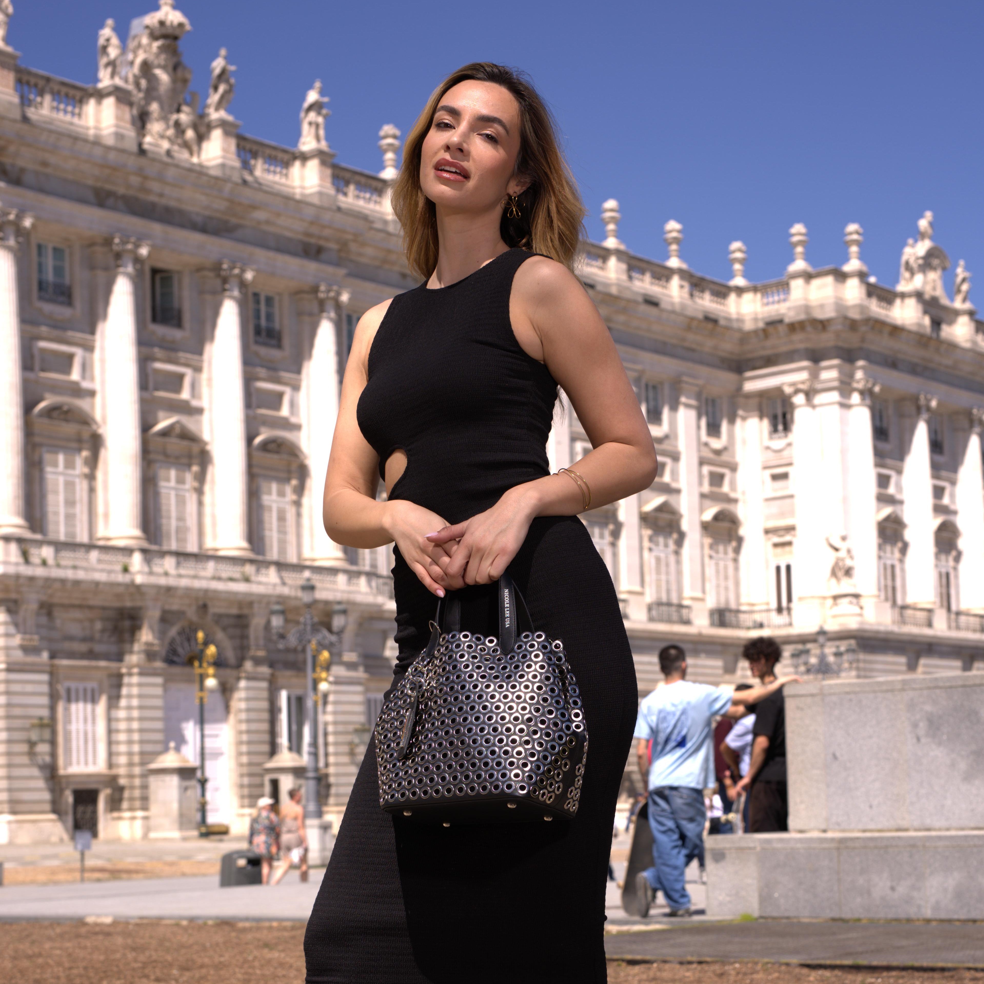 BORSA A BORSA CON BORDO OCCHIELLO (ARGENTO)