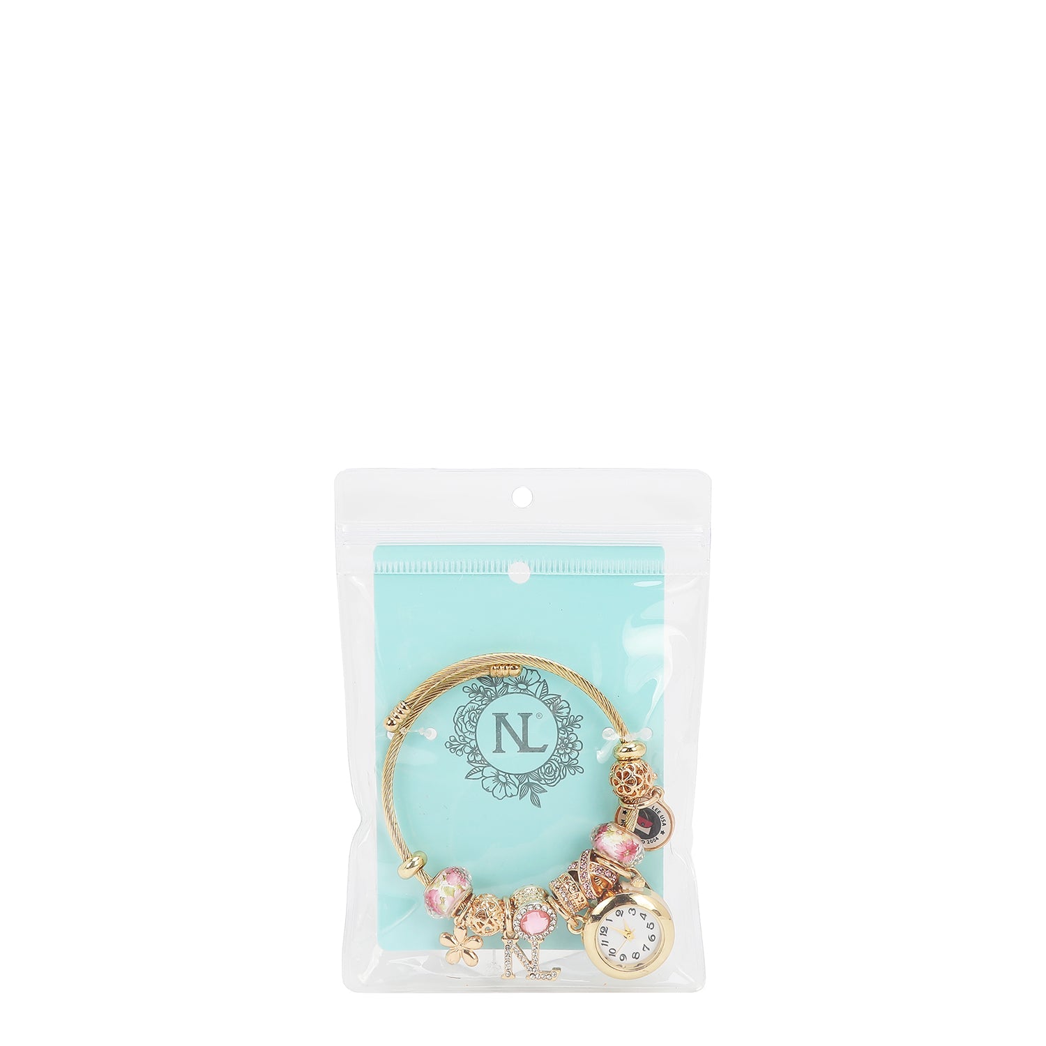 PULSERA CON DIJE DE RELOJ (ROSA)