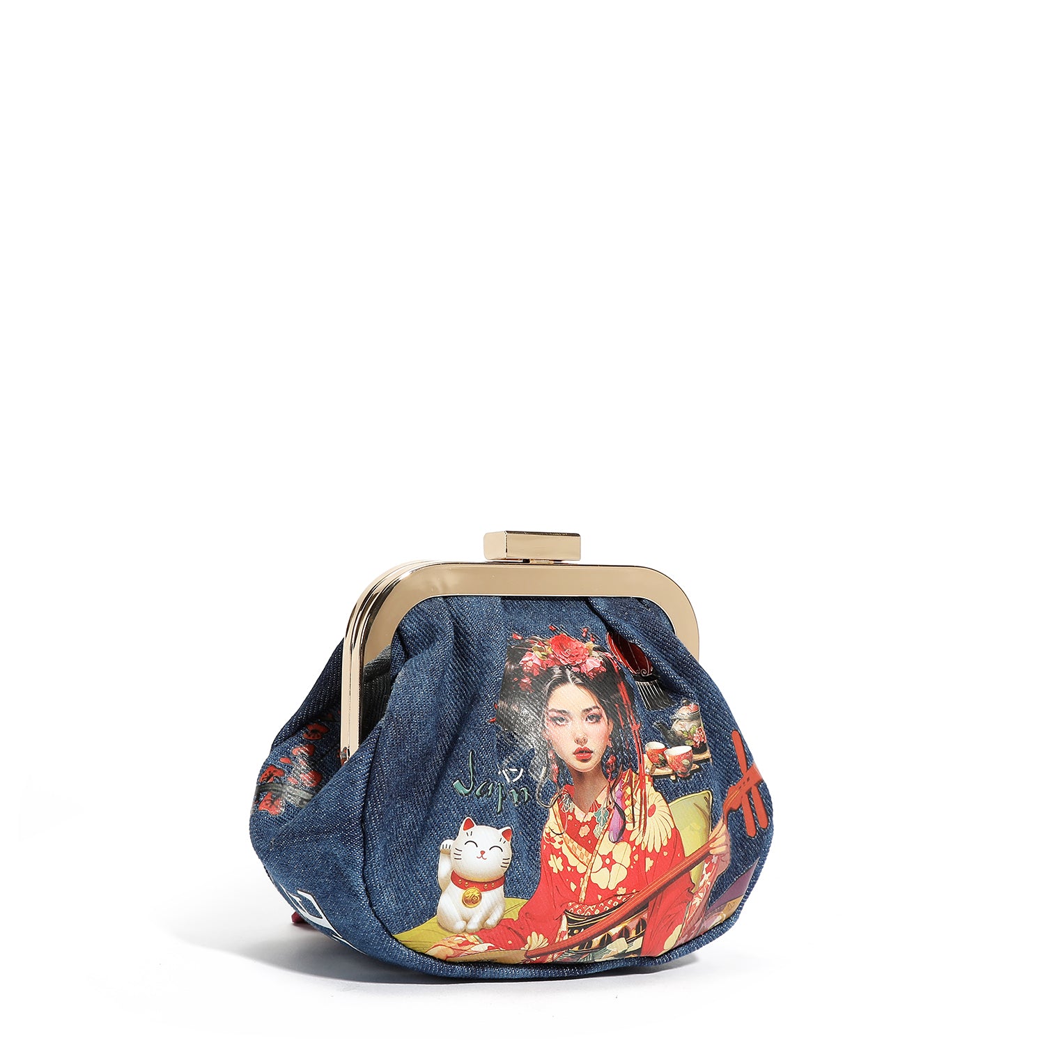 MINI-GELDBÖRSE MIT DENIM-RIEMEN (<tc>AKIKO LA BELLEZA</tc>)