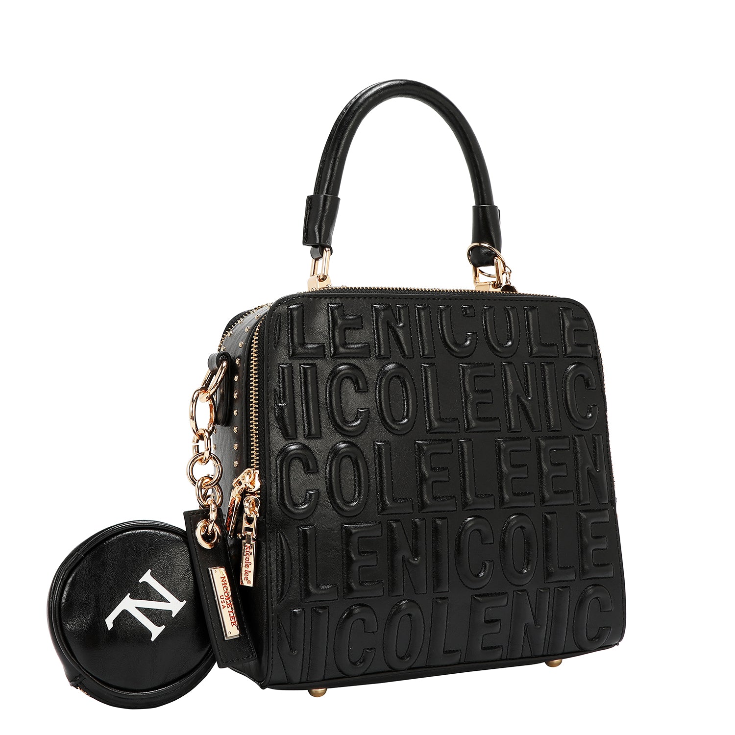 BORSA QUADRATA CON LOGO IN RILIEVO (NERA)