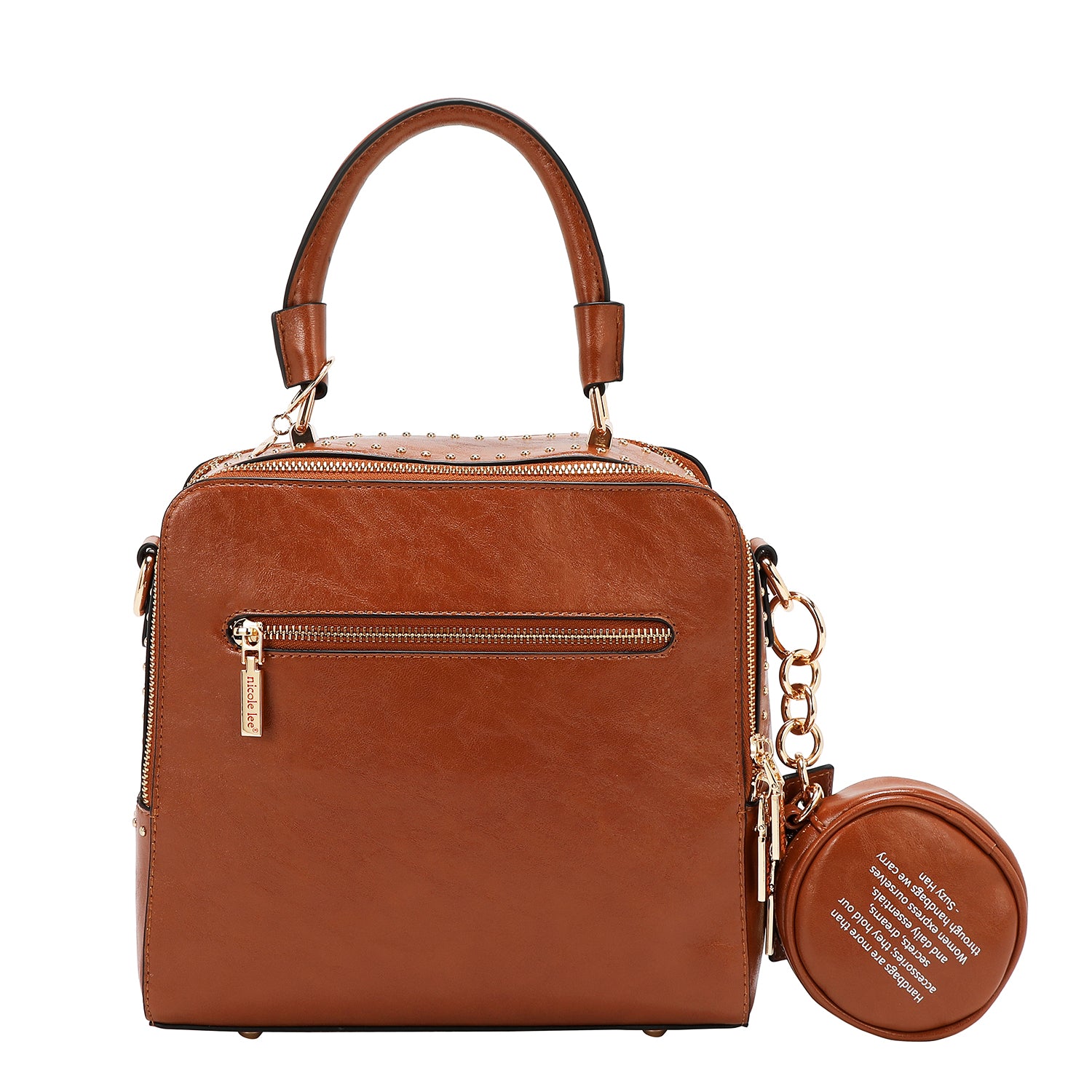 BORSA QUADRATA CON LOGO IN RILIEVO (MARRONE)