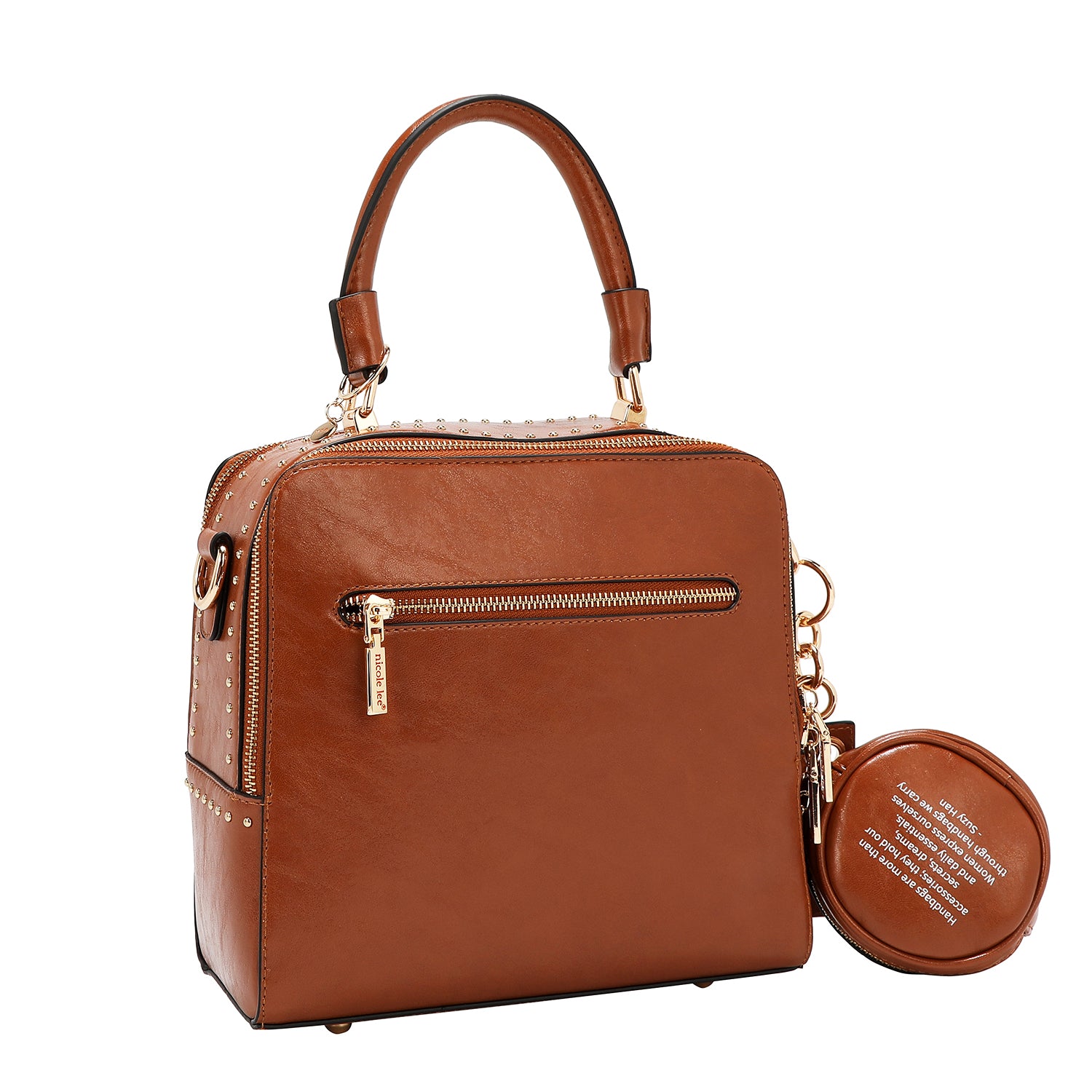 BORSA QUADRATA CON LOGO IN RILIEVO (MARRONE)