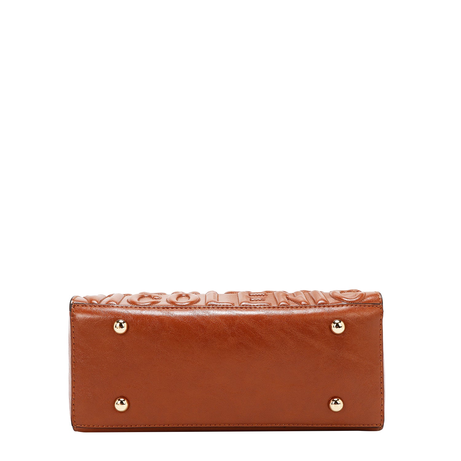 BORSA QUADRATA CON LOGO IN RILIEVO (MARRONE)