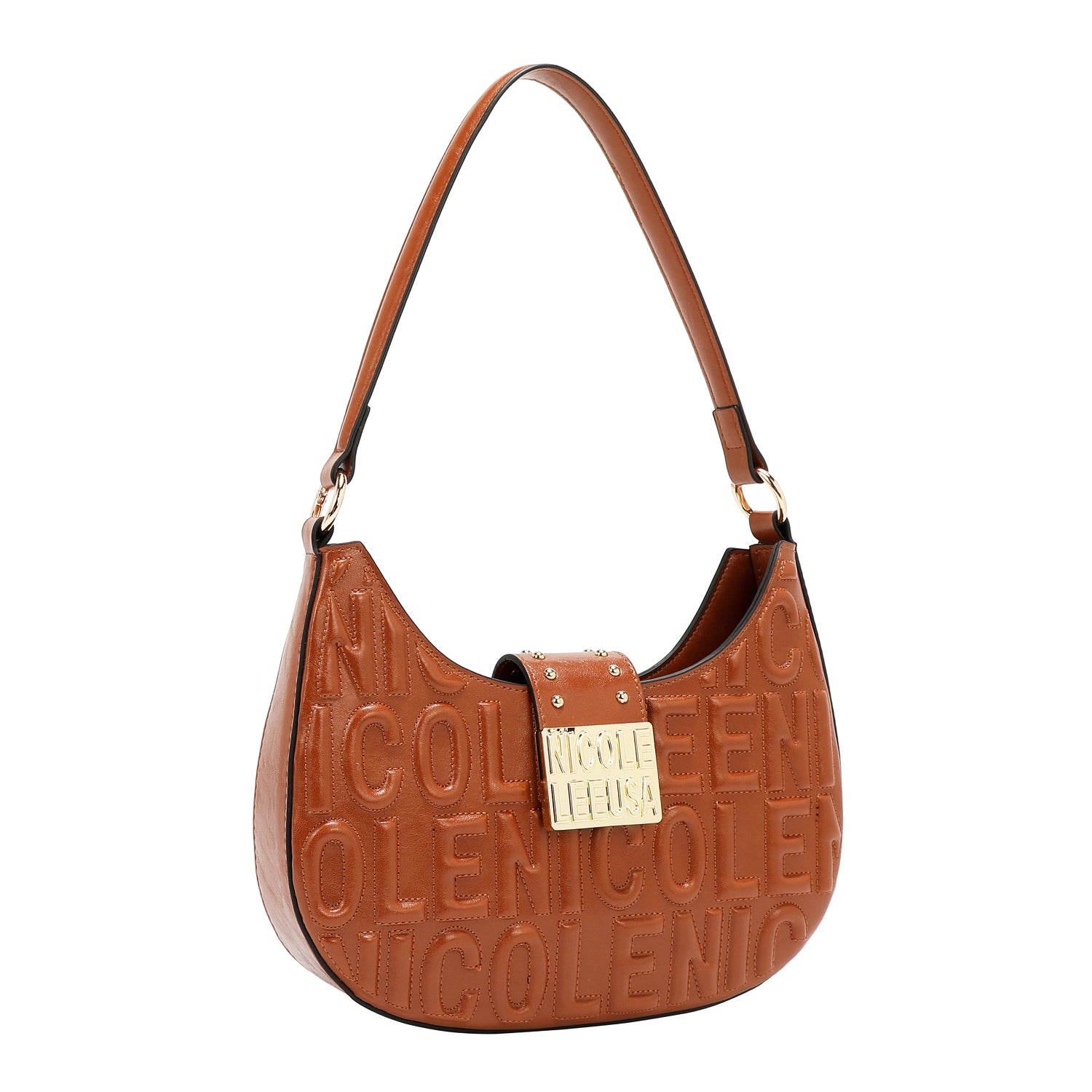 BORSA A TRACOLLA CON LOGO IN RILIEVO (MARRONE)