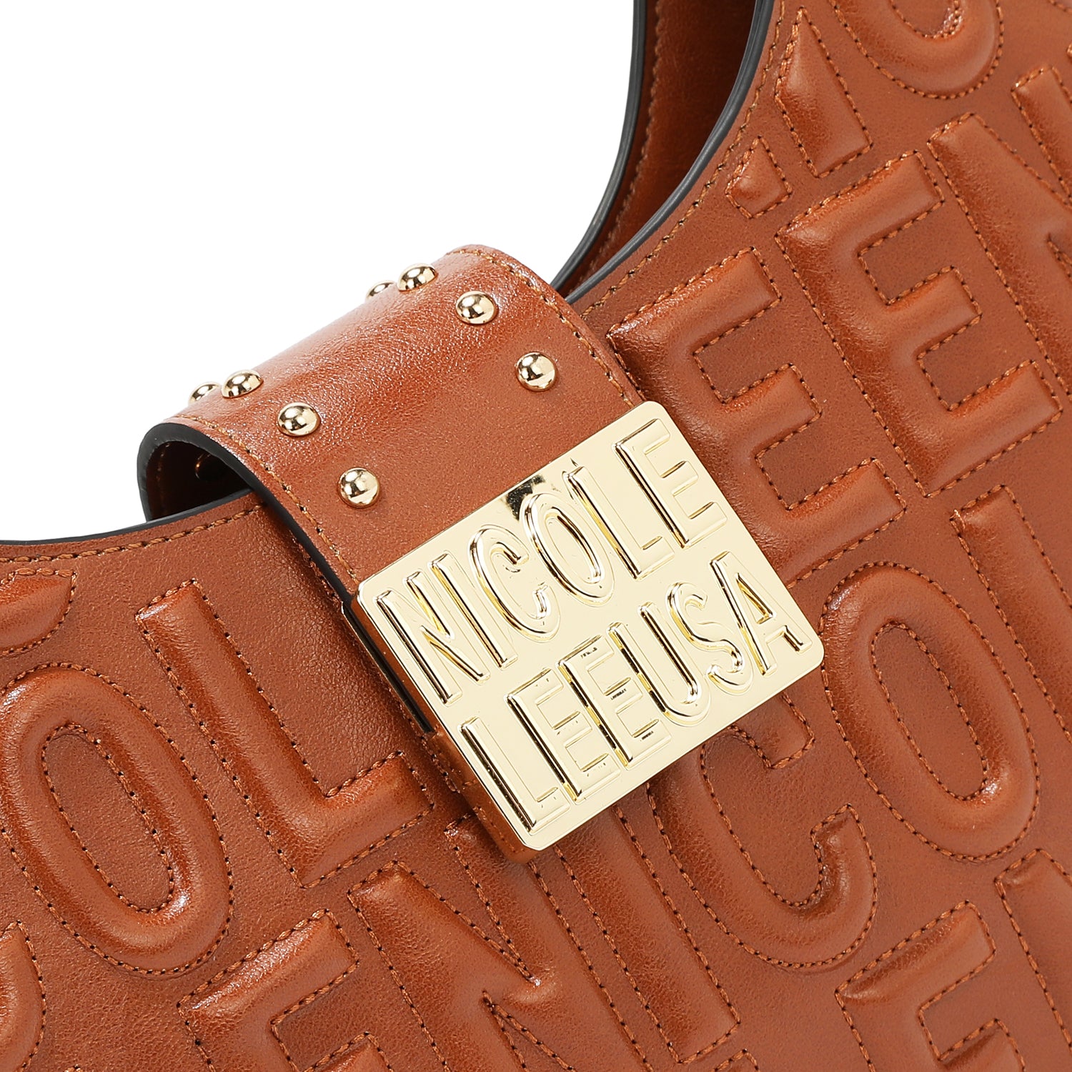 BORSA A TRACOLLA CON LOGO IN RILIEVO (MARRONE)