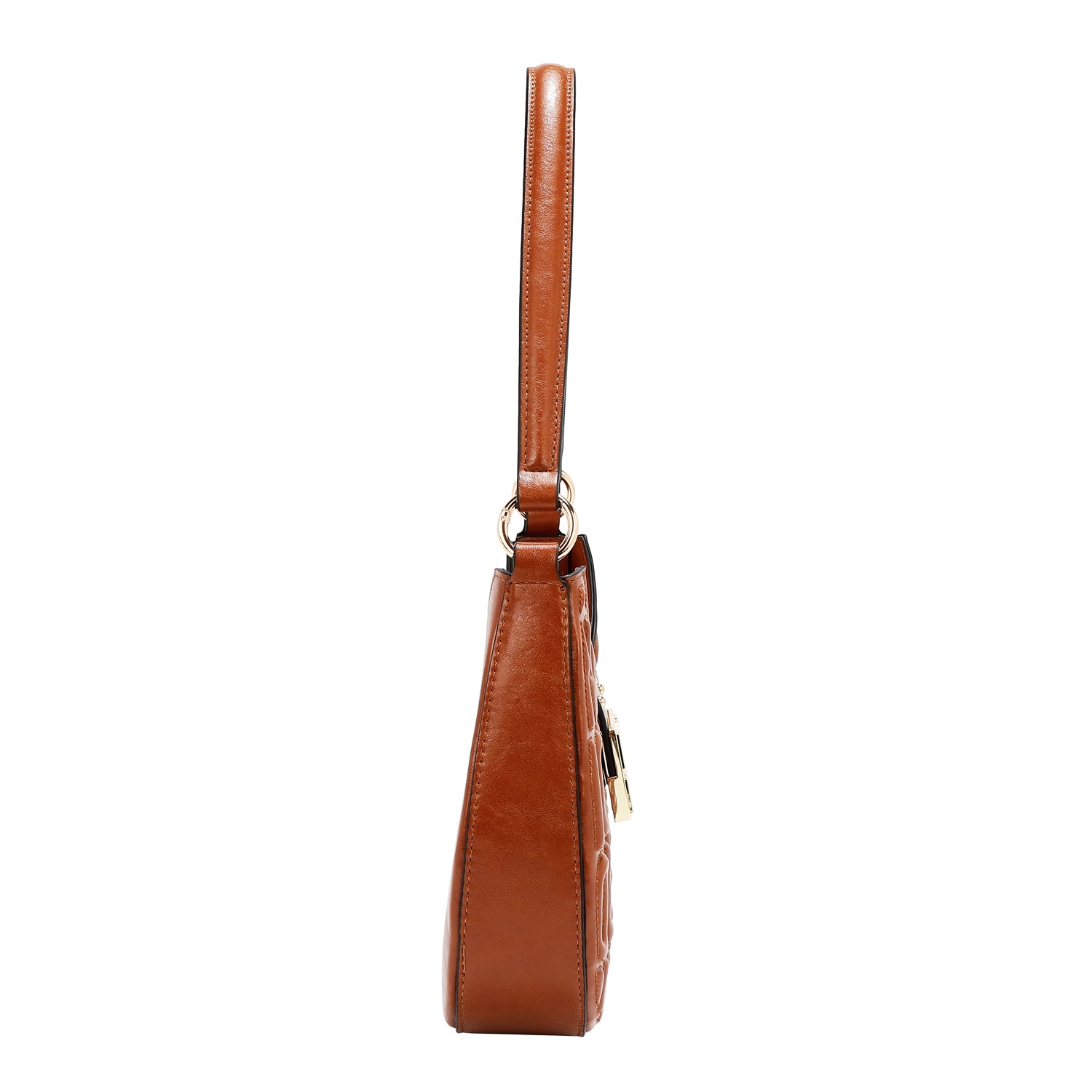 BORSA A TRACOLLA CON LOGO IN RILIEVO (MARRONE)