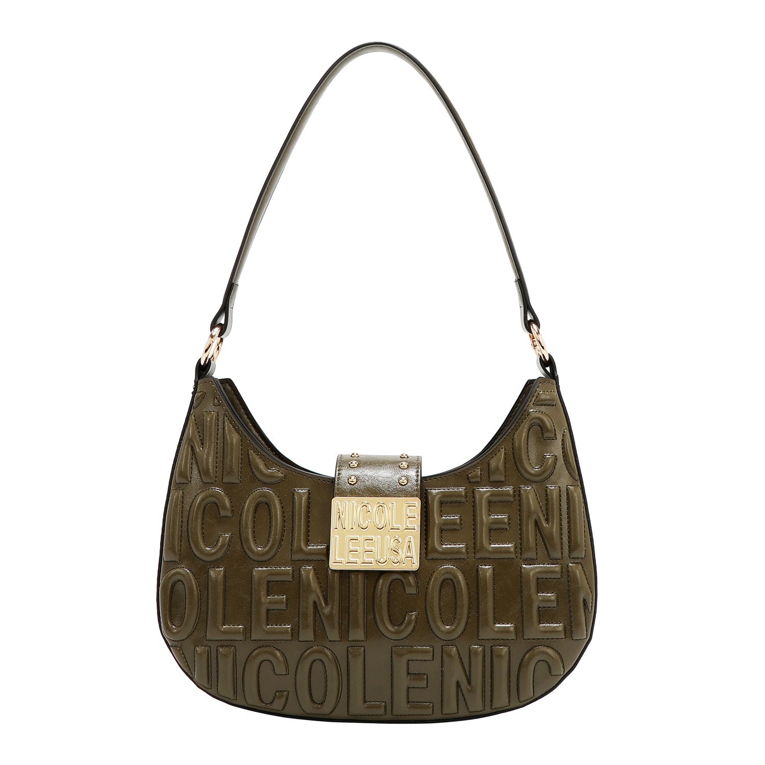 BOLSO DE HOMBRO CON LOGO EN RELIEVE (OLIVA)