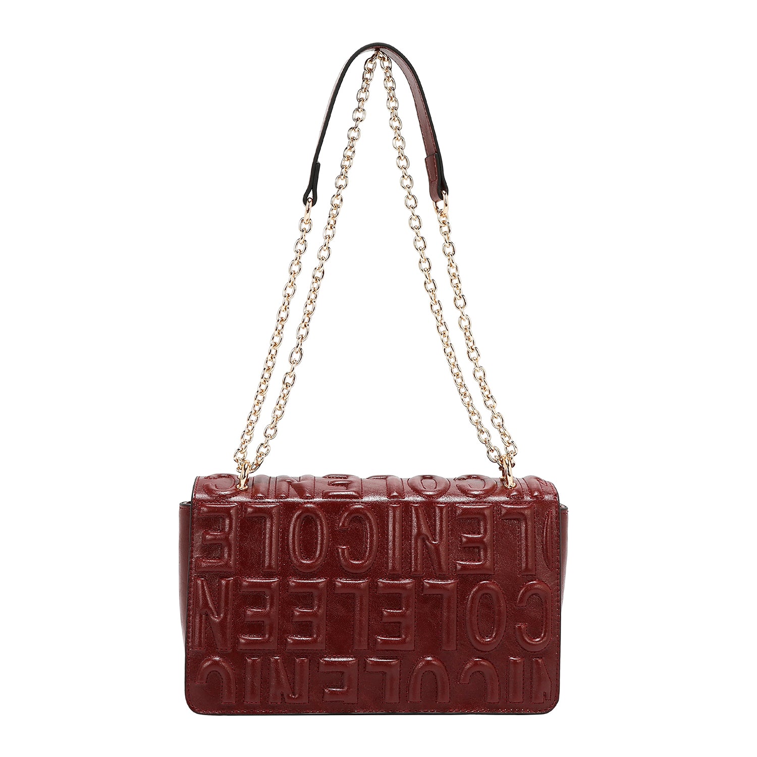 BORSA A TRACOLLA CON CATENA E LOGO IN RILIEVO (WINE)