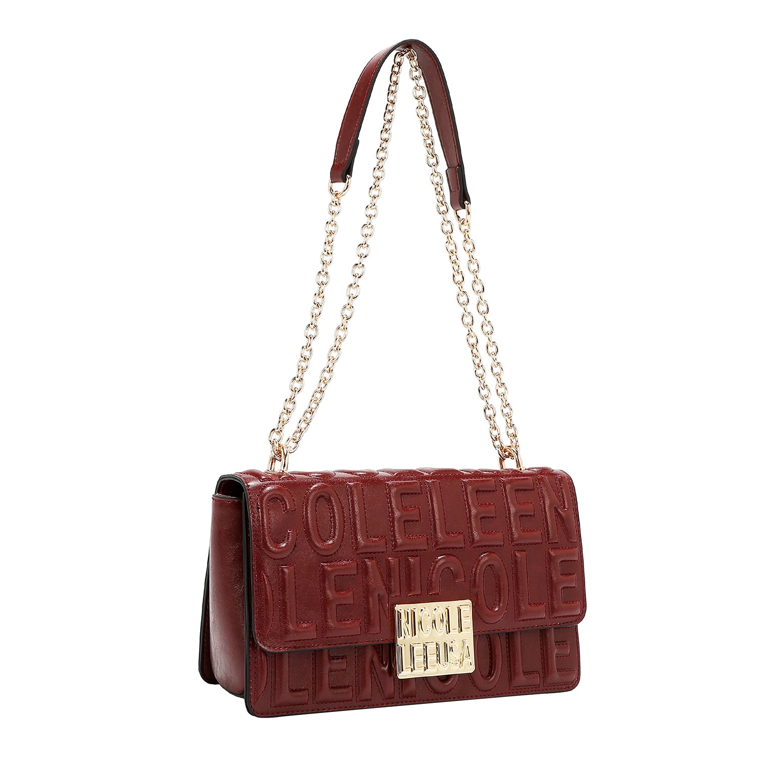 BORSA A TRACOLLA CON CATENA E LOGO IN RILIEVO (WINE)