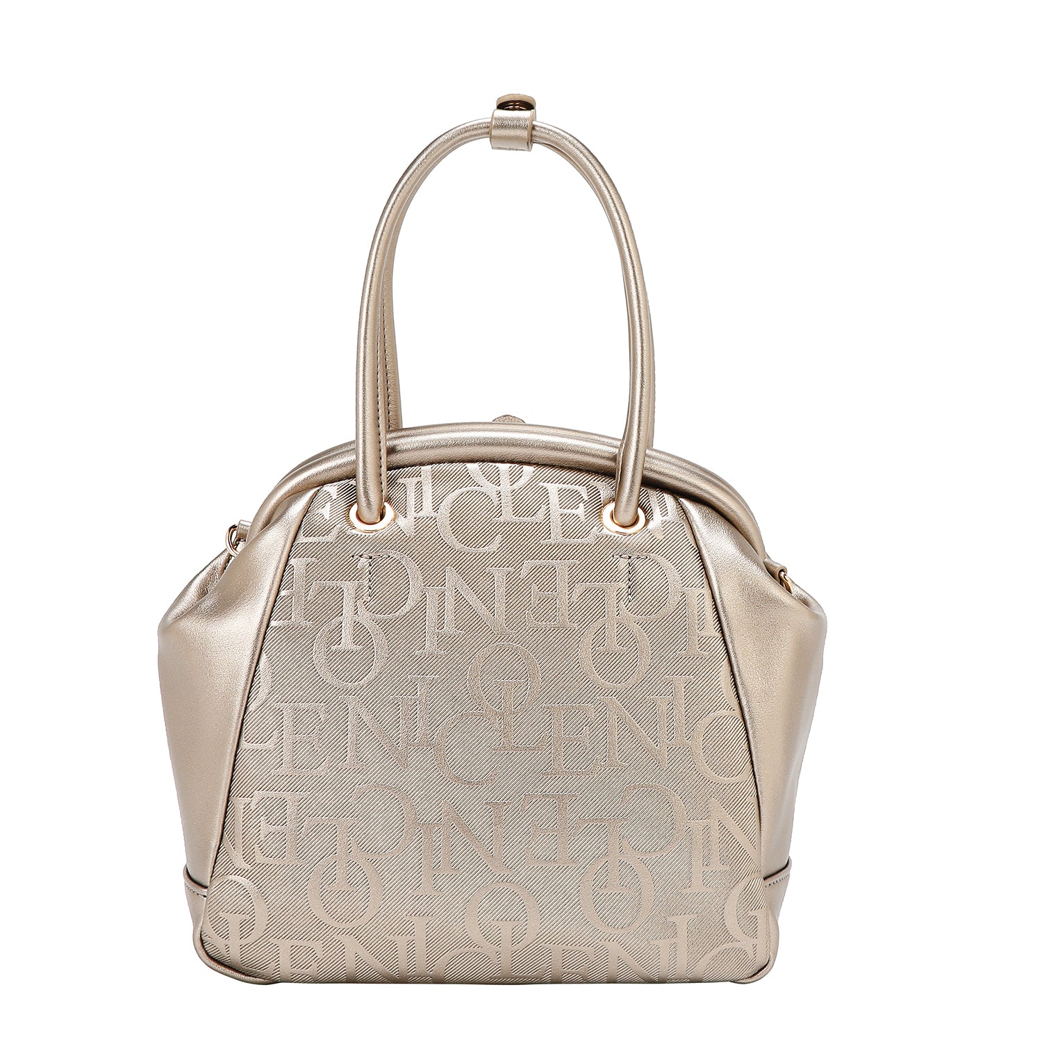 BOLSO DE HOMBRO CON MARCO ELEGANTE EN RELIEVE (CHAMPAGNE)