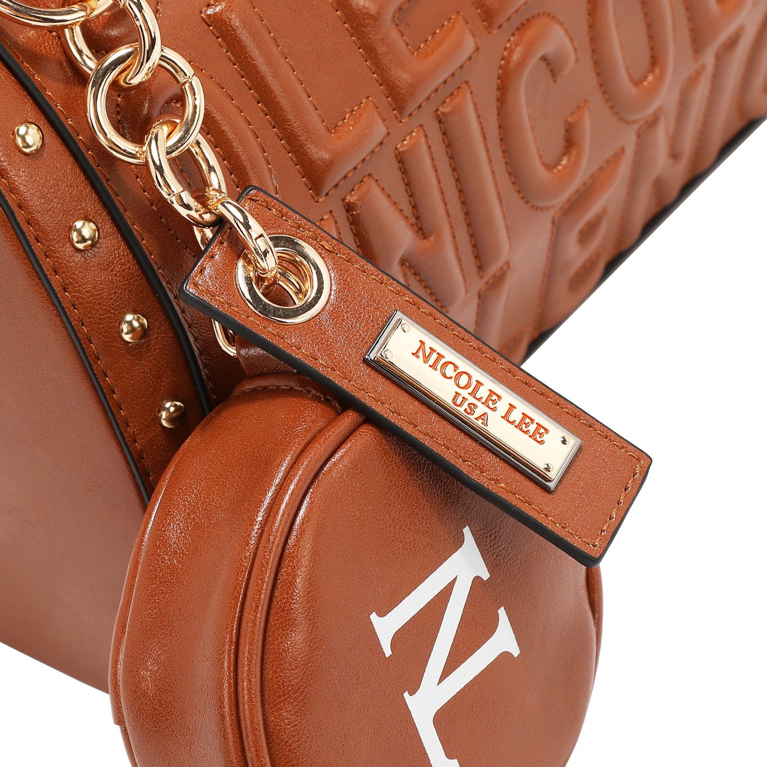BOSTON BAG WITH EMBOSSED LOGO (BROWN)