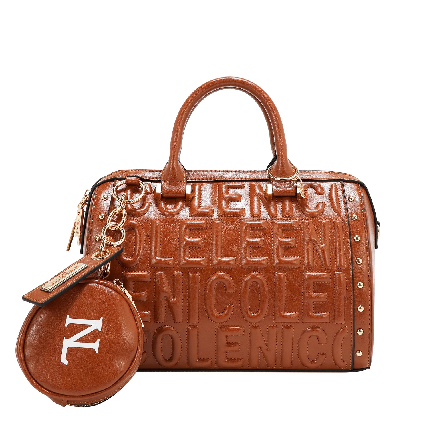 BOSTON BAG WITH EMBOSSED LOGO (BROWN)
