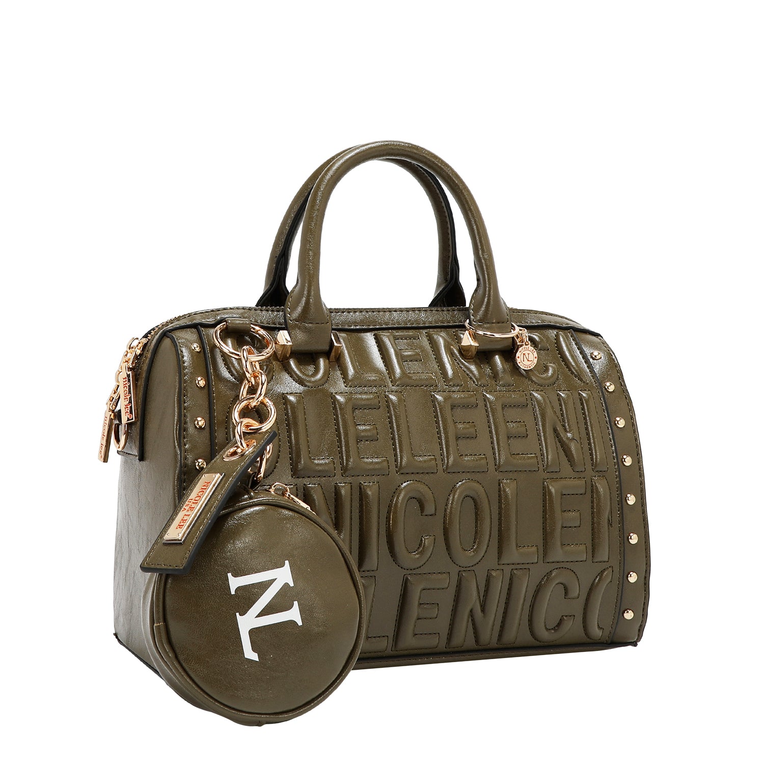 BOSTON-TASCHE MIT GEPRÄGTEM LOGO (OLIVE)