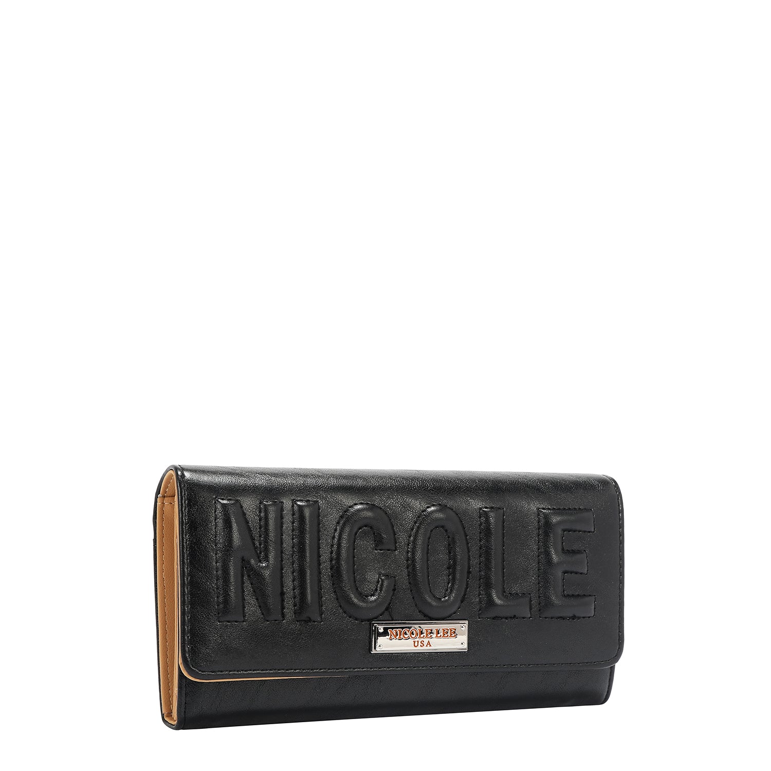PORTAFOGLIO TRI-FOLD CON LOGO IN RILIEVO (NERO)