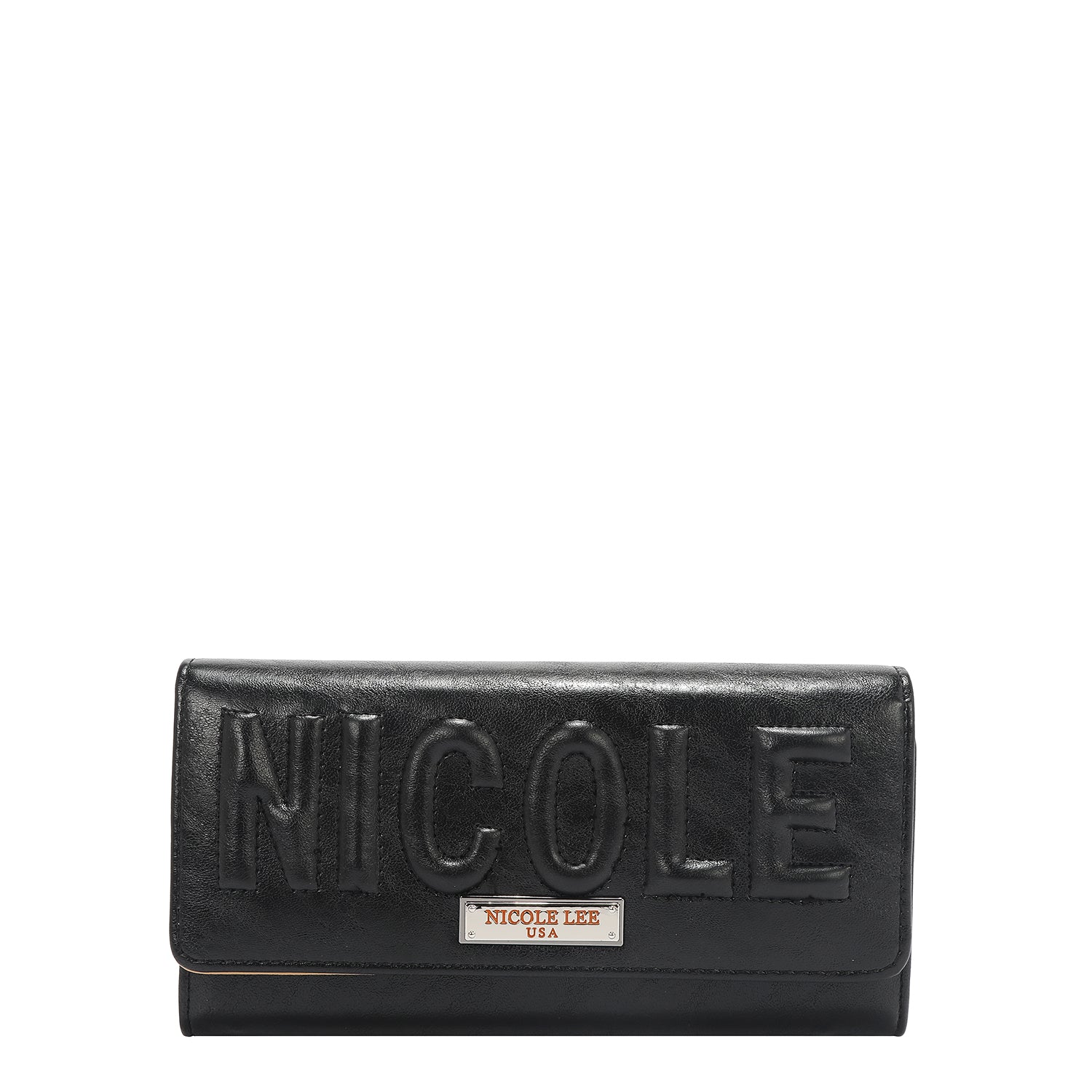 PORTAFOGLIO TRI-FOLD CON LOGO IN RILIEVO (NERO)