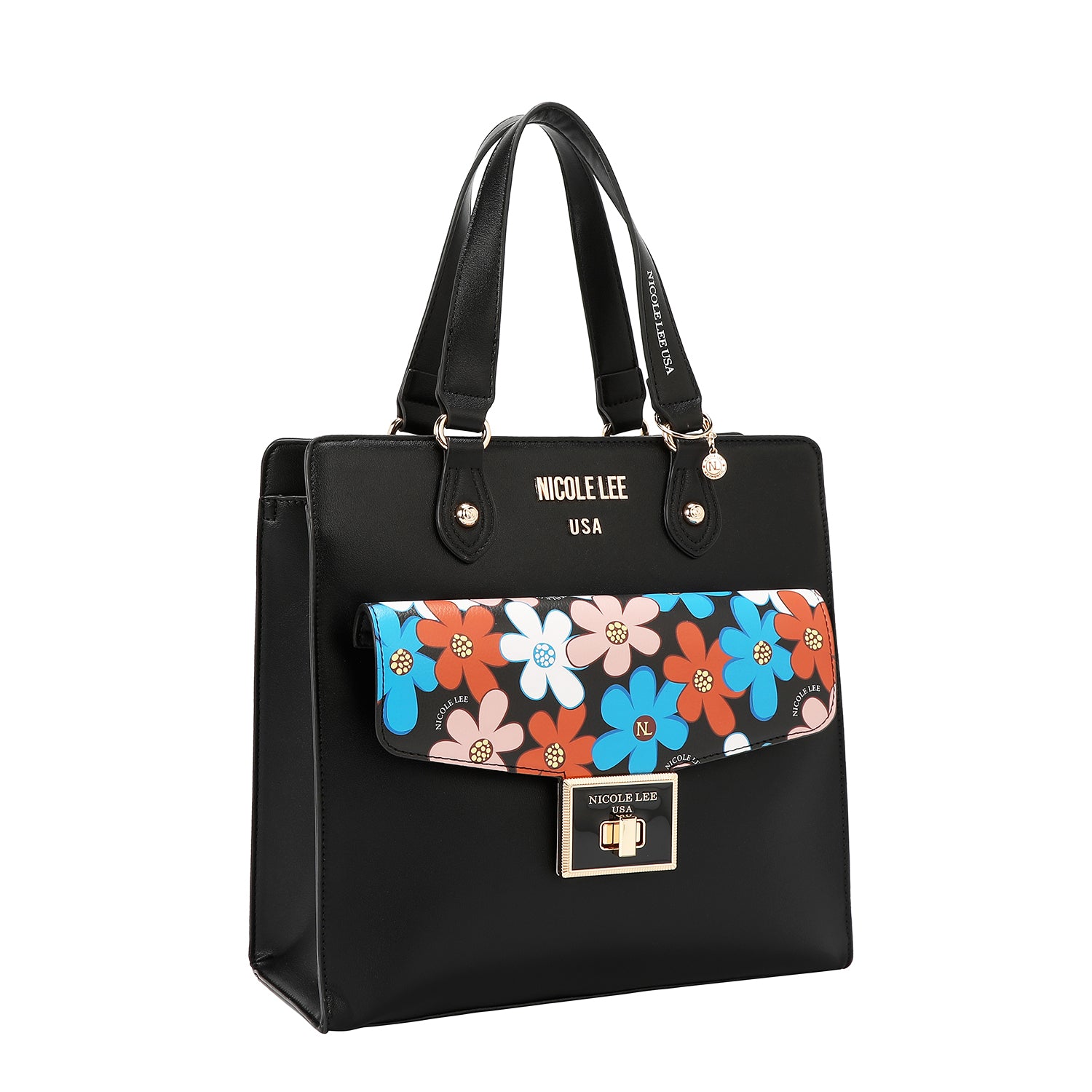 Borsa pop floreale (nero)