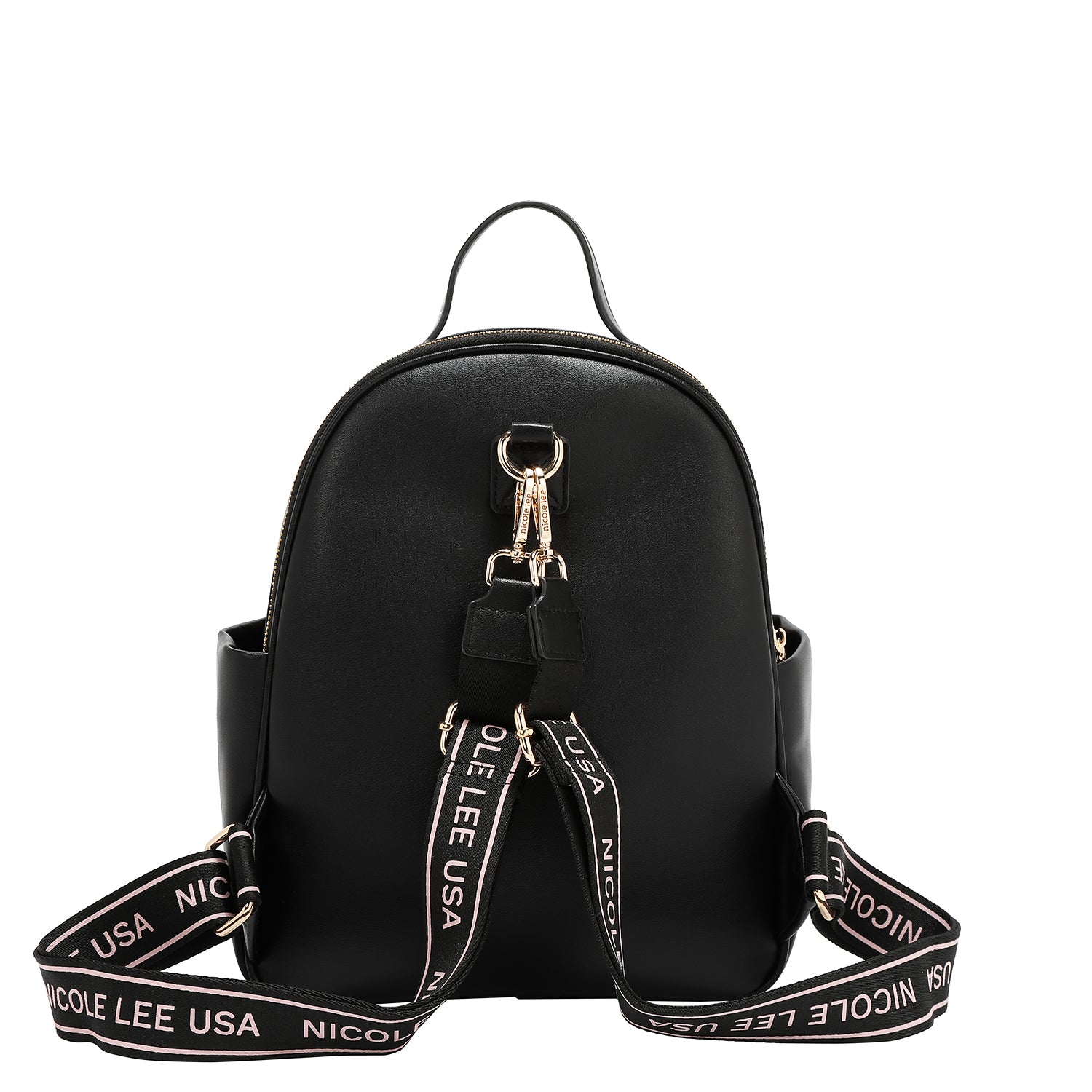 MOCHILA CON SOLAPA POP FLORAL (NEGRO)