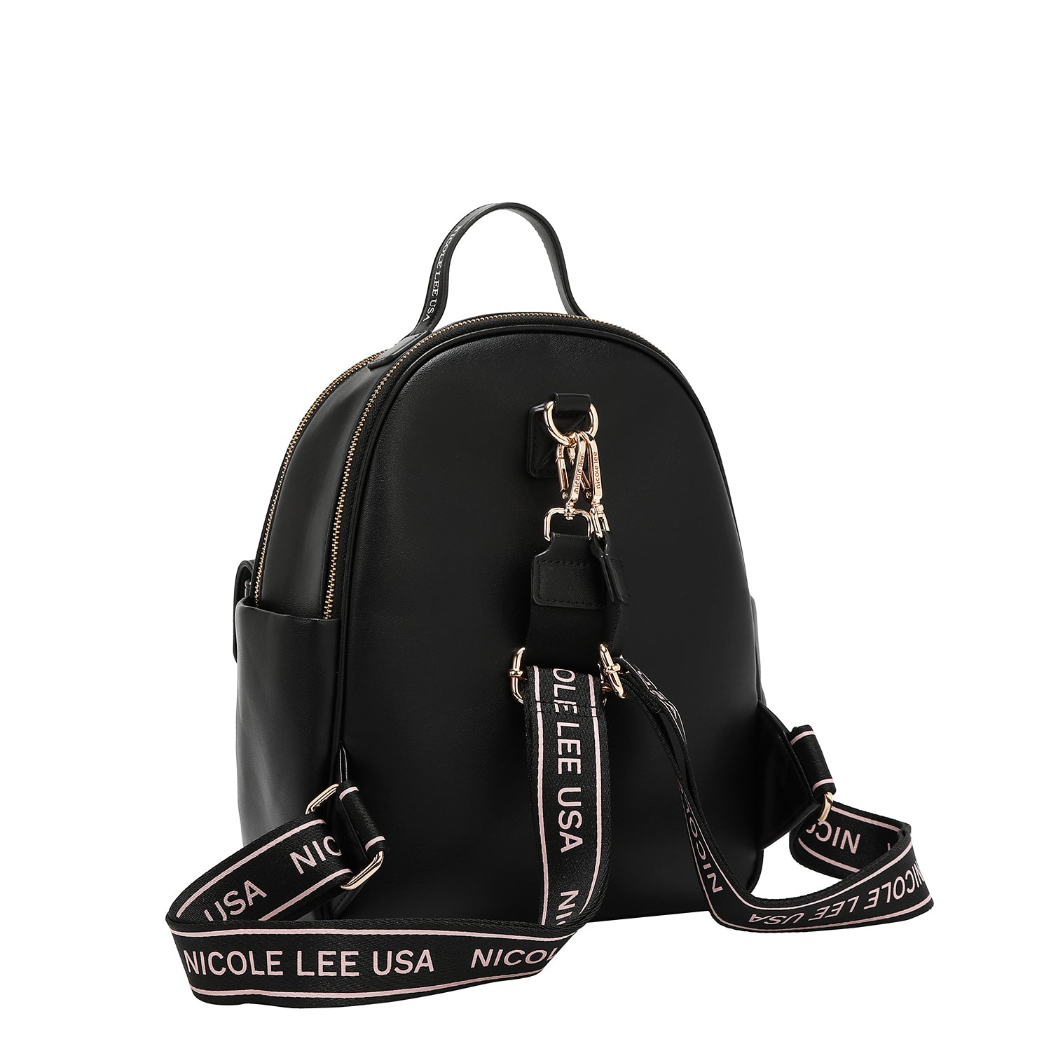 MOCHILA CON SOLAPA POP FLORAL (NEGRO)