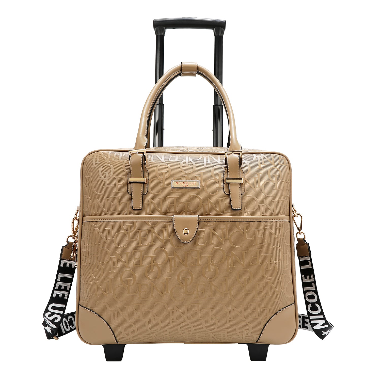 BOLSO RECTANGULAR CON RUEDAS MONOGRAMA (CAMEL)