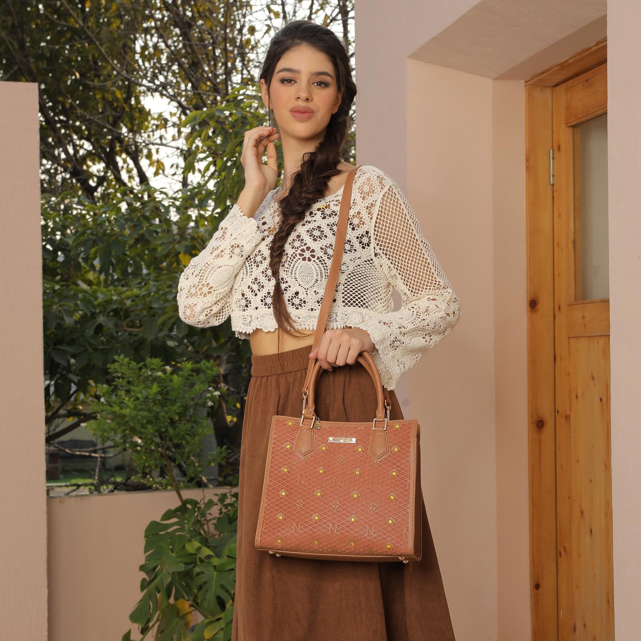 BOLSO TOTE ESTRUCTURADO GRACIE (BROWN)