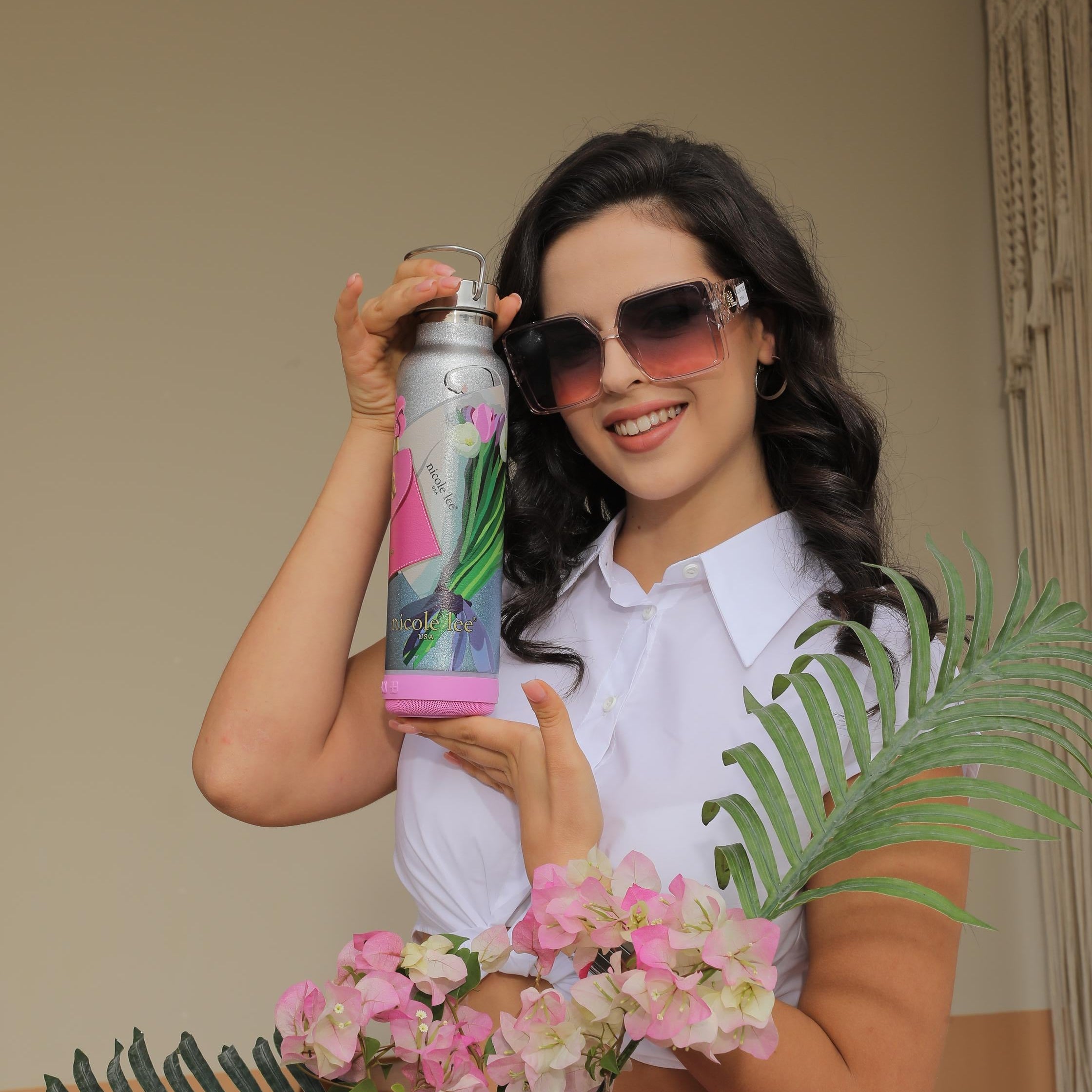 VASO TÉRMICO CON ALTAVOZ BLUETOOTH (VIOLET BLOSSOM)