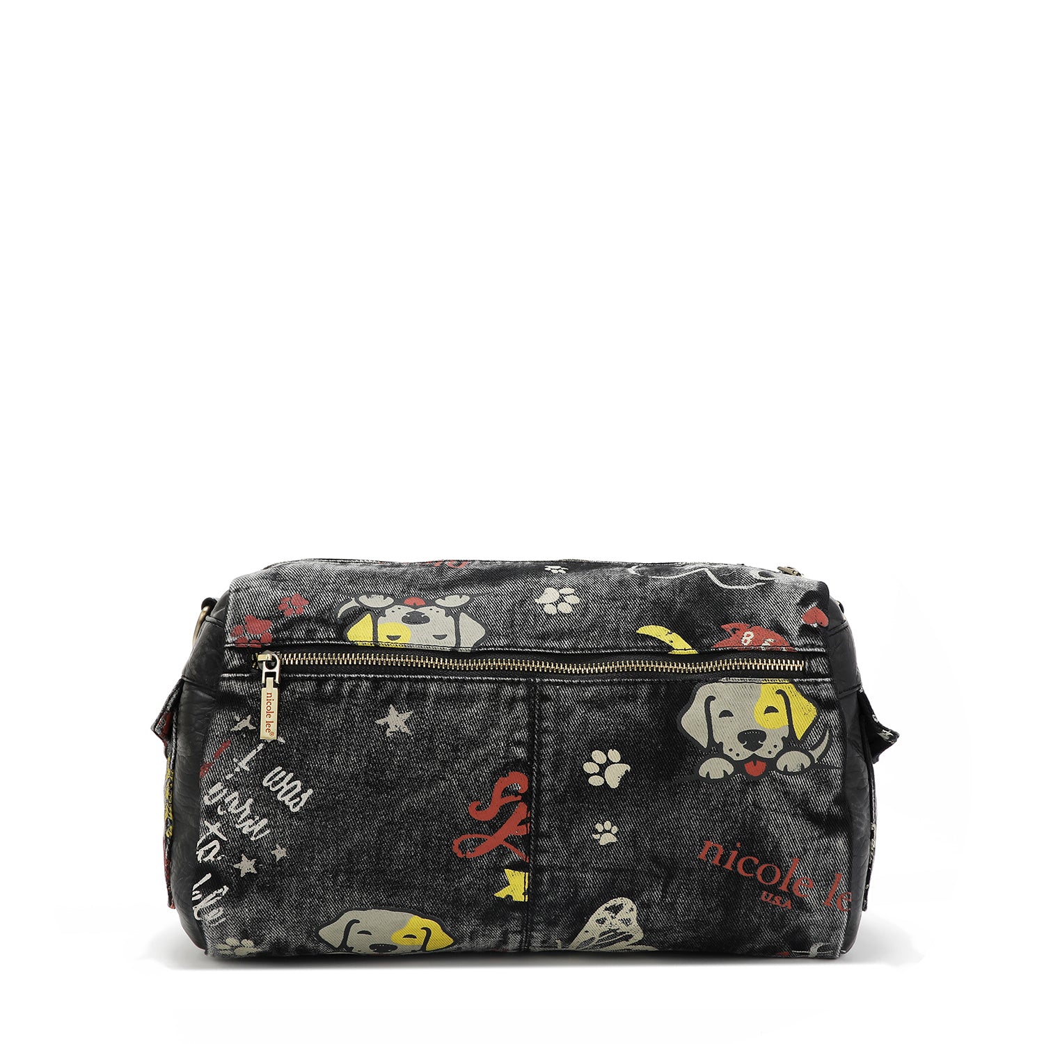 GRAY DENIM FABRIC MESSENGER CROSSBODY BAG