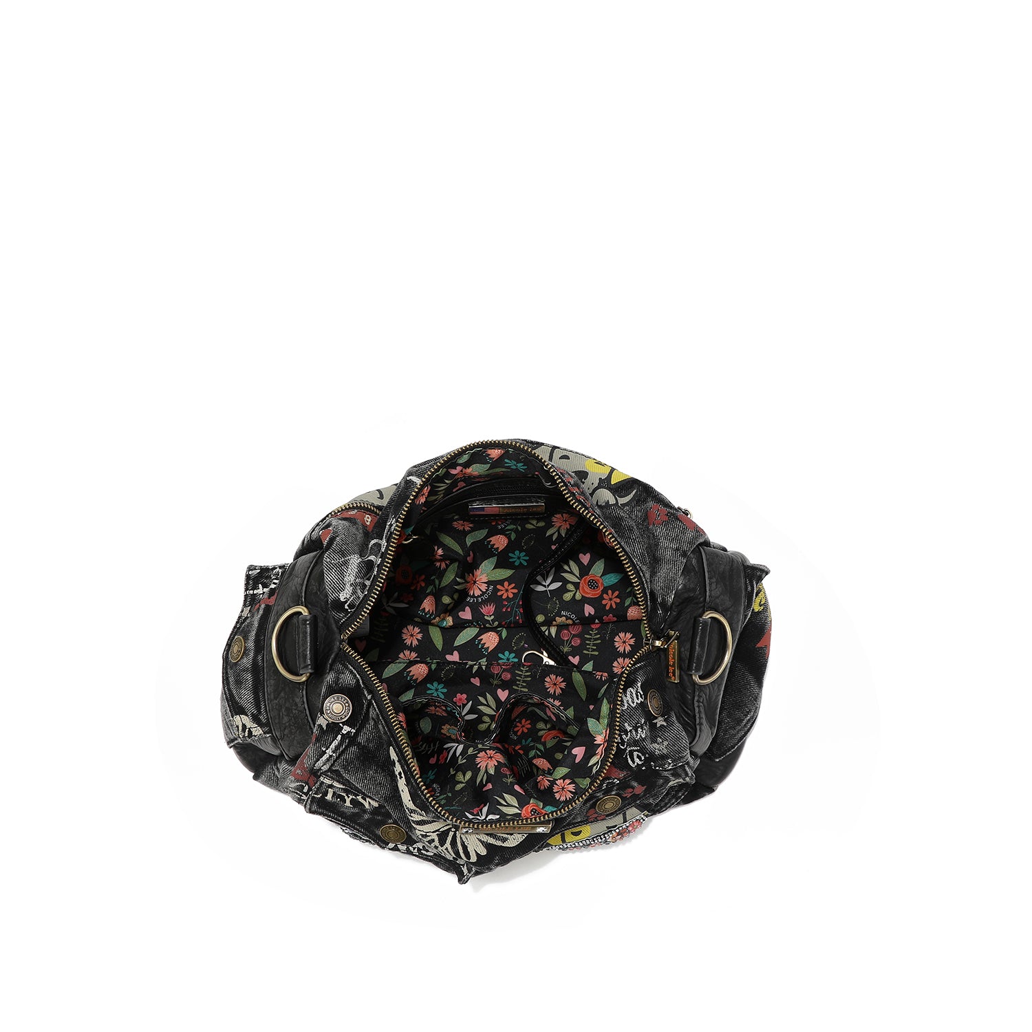 GRAY DENIM FABRIC MESSENGER CROSSBODY BAG