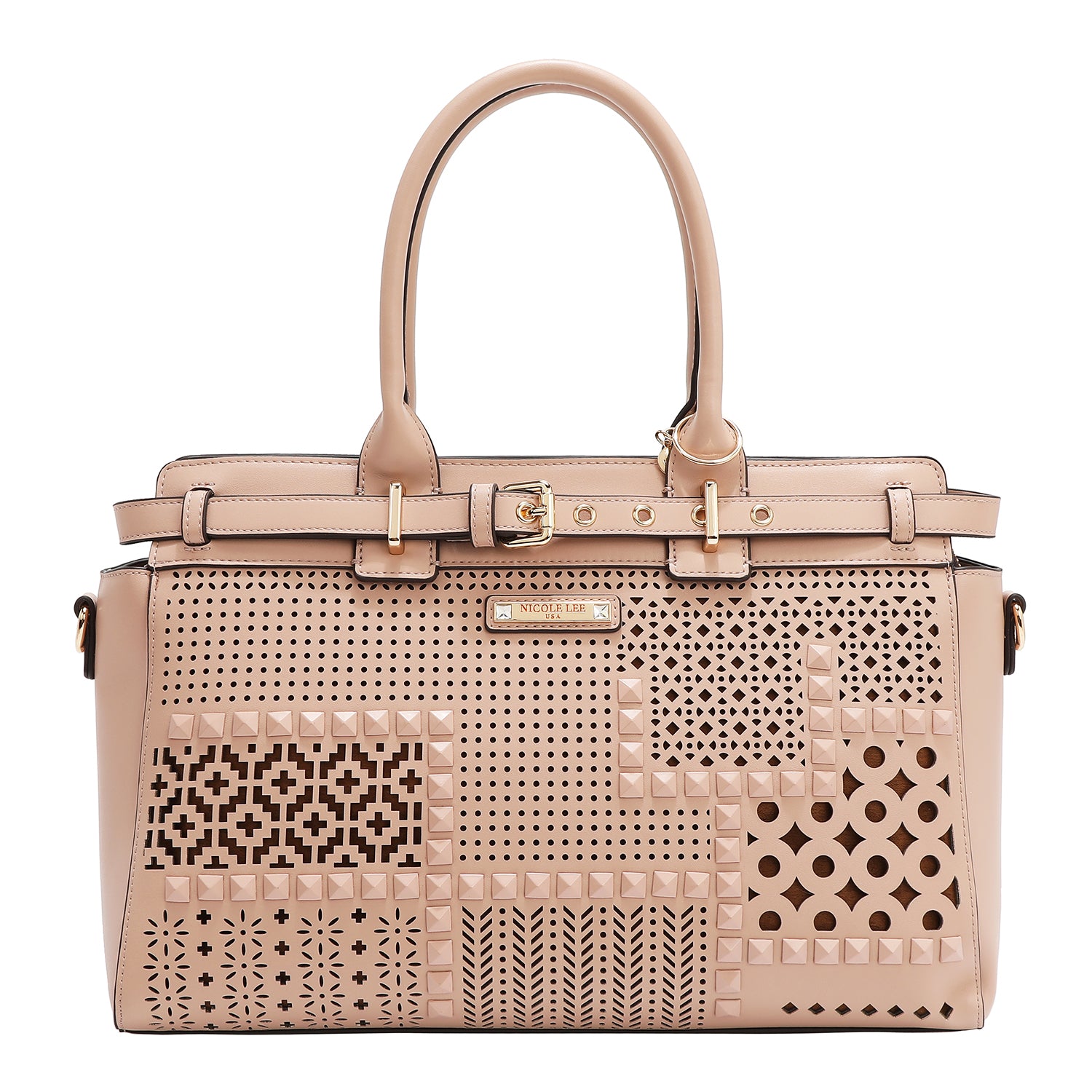 Satchel -Tasche mit geometrischen Schnitten (rosa)