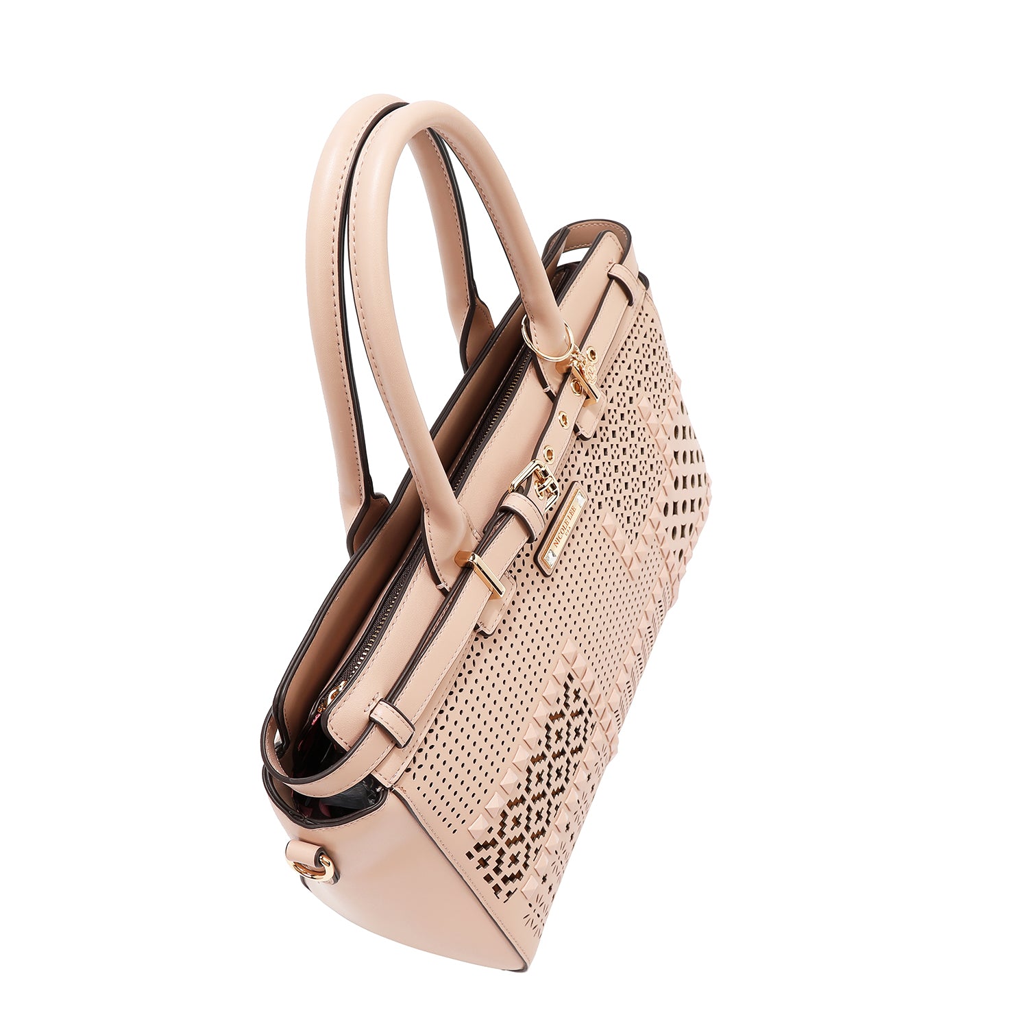 Satchel -Tasche mit geometrischen Schnitten (rosa)