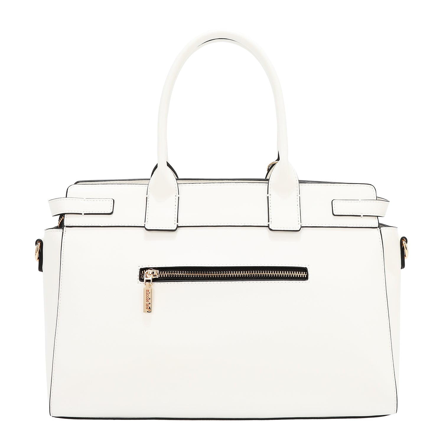 Satchel -Tasche mit geometrischen Schnitten (weiß)