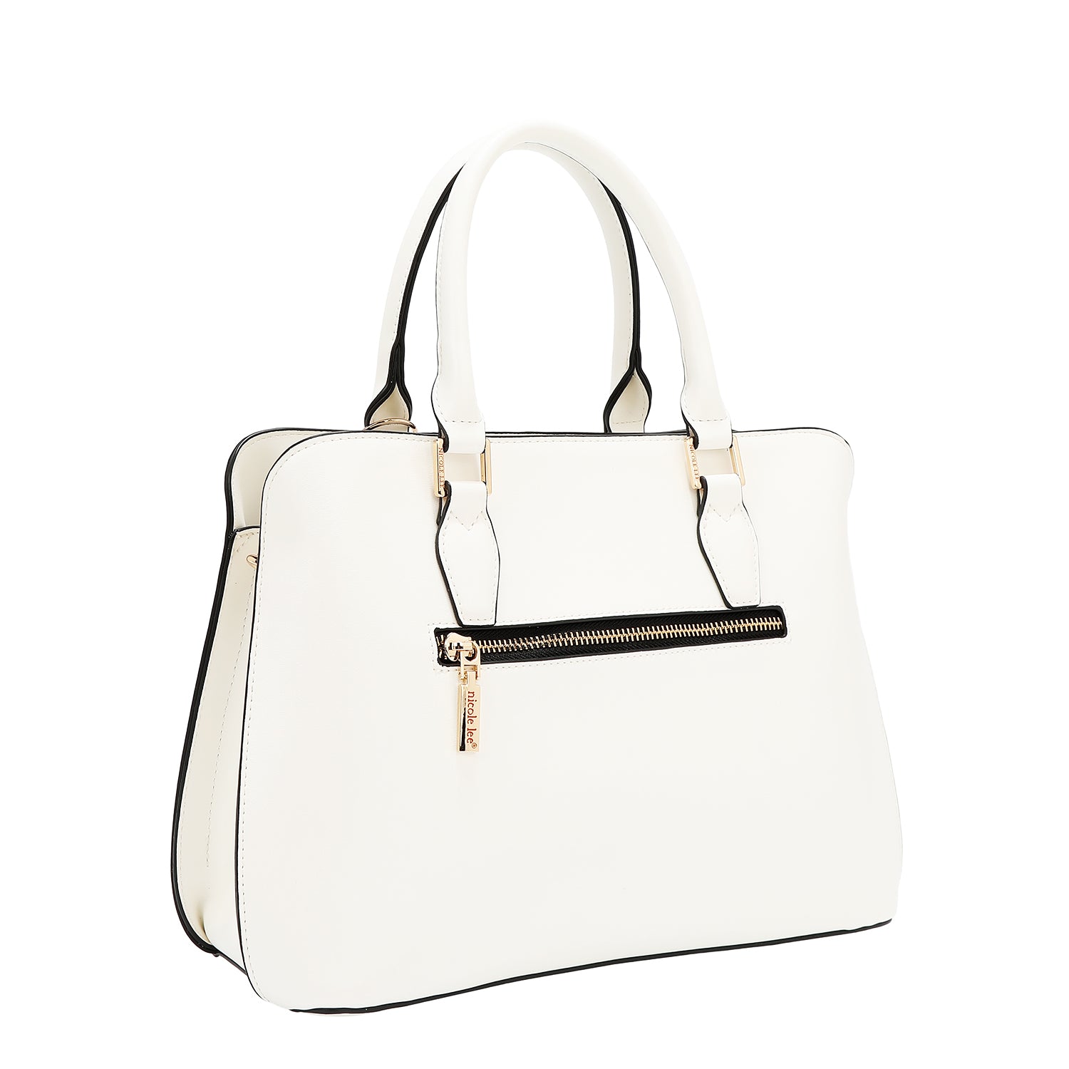 Borsa a cupola con taglio geometrico (bianco)