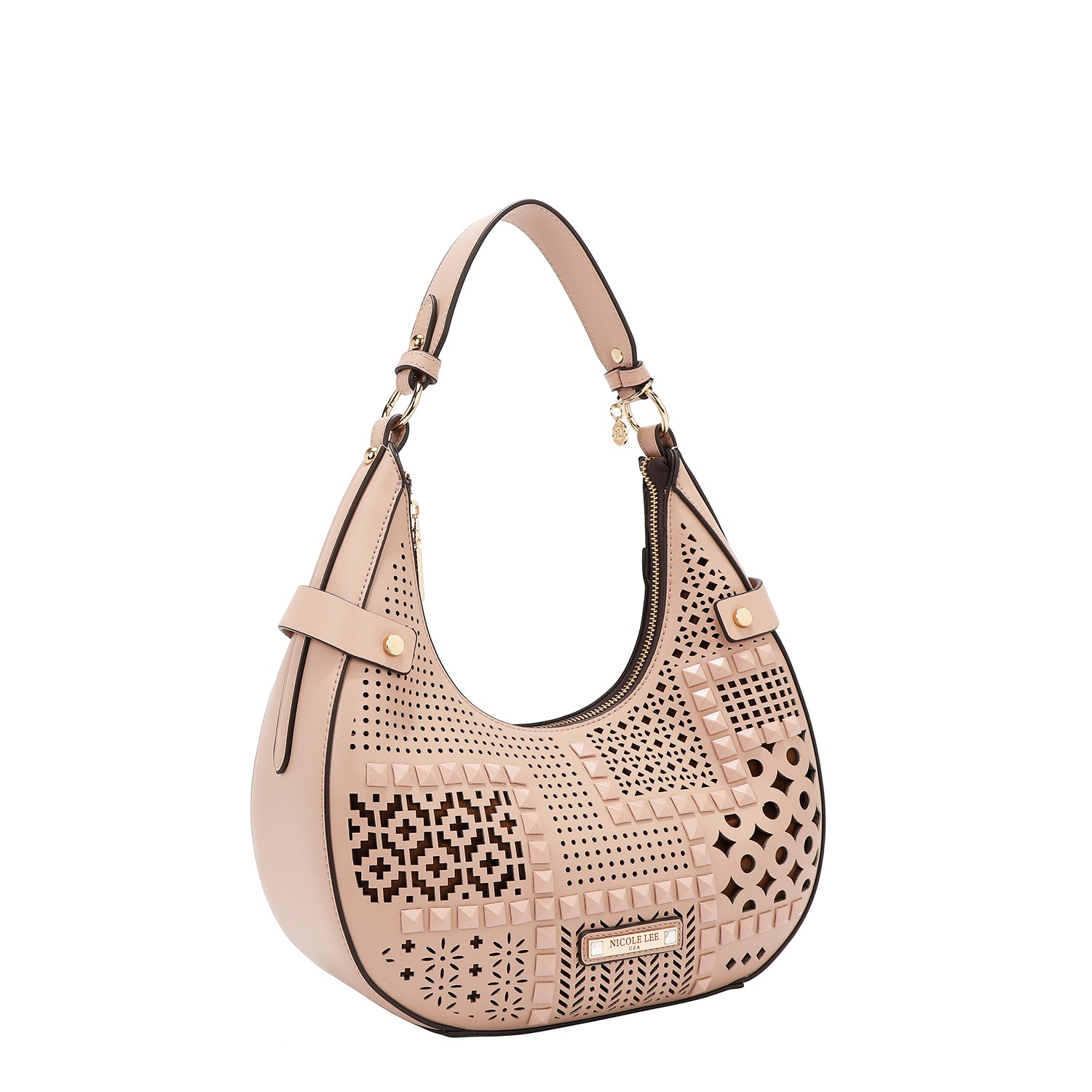 Umhängetasche mit geometrischem Schnitt (rosa)