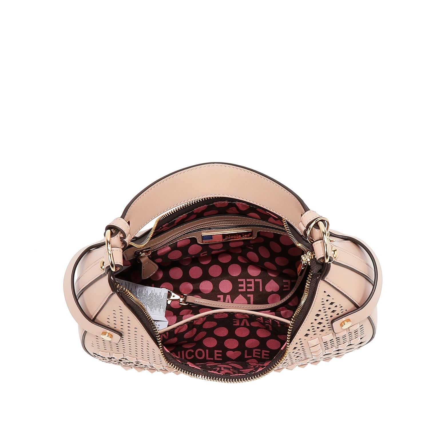 Umhängetasche mit geometrischem Schnitt (rosa)