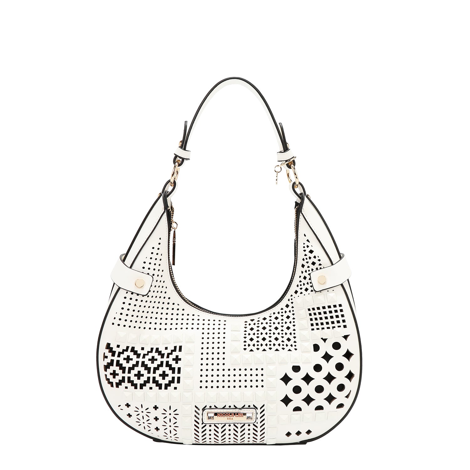 Bolsa de ombro com corte geométrico (branco)
