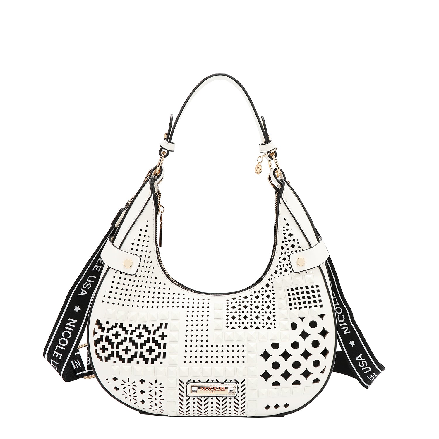Bolsa de ombro com corte geométrico (branco)