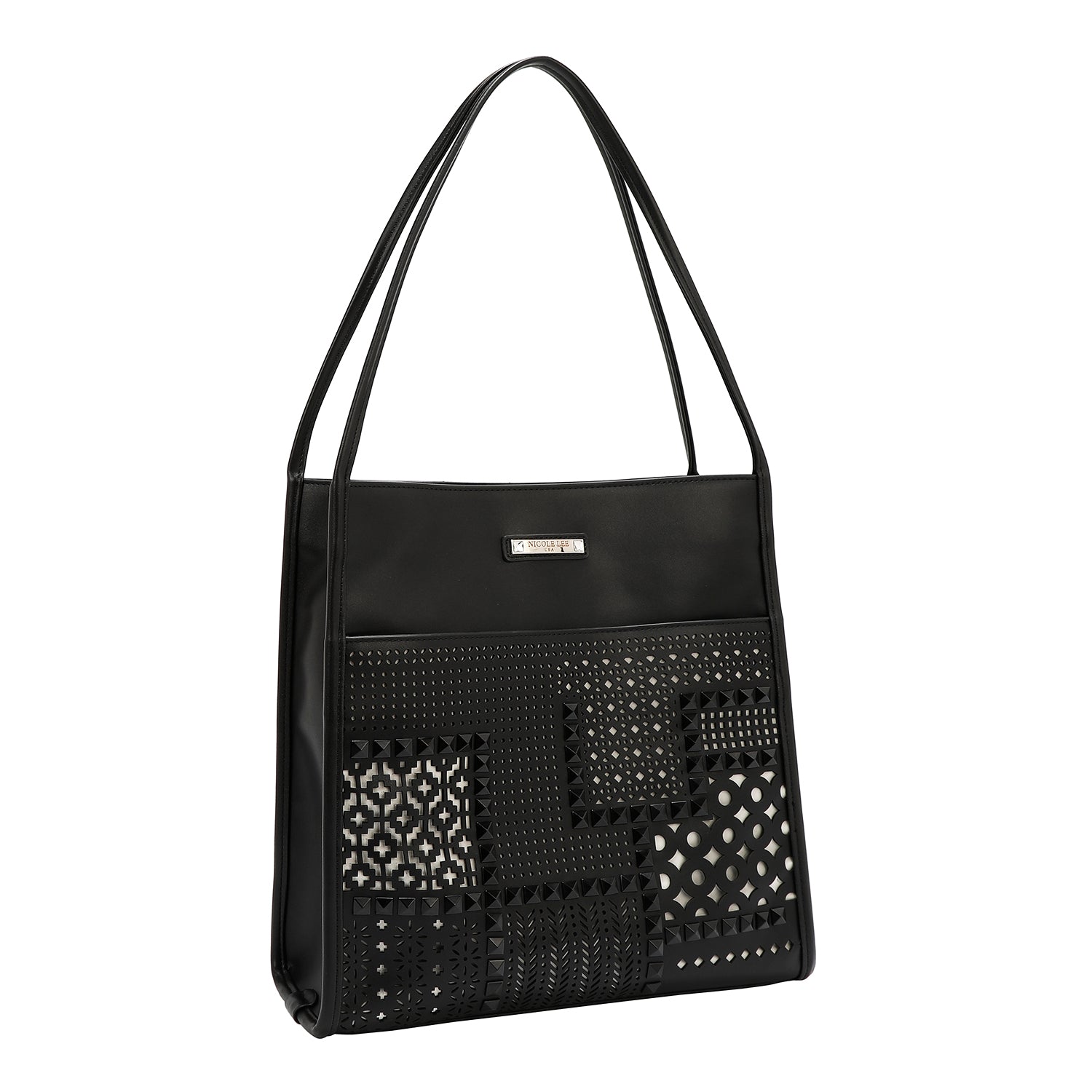 Borsa a due parti con taglio geometrico (nero)