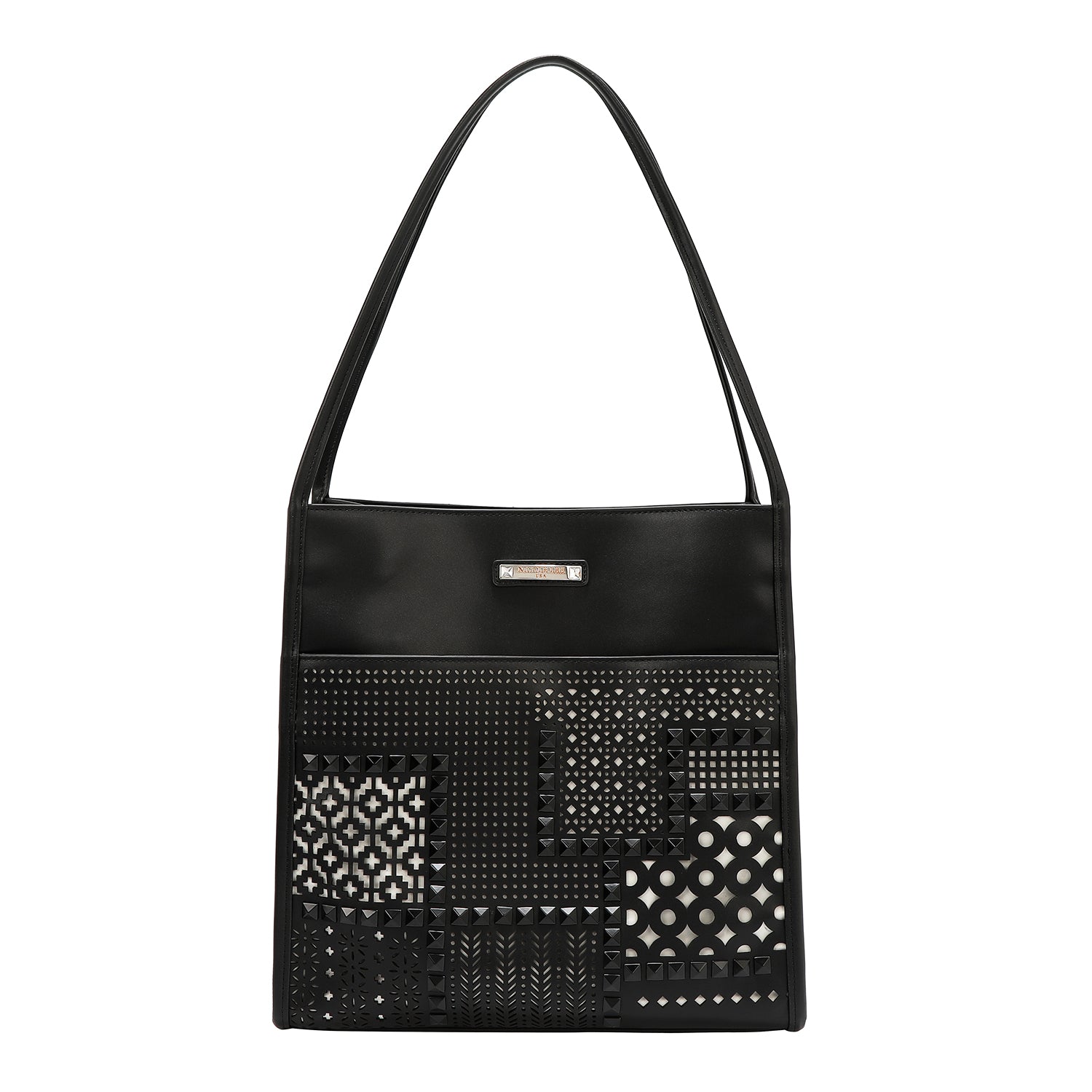 Borsa a due parti con taglio geometrico (nero)