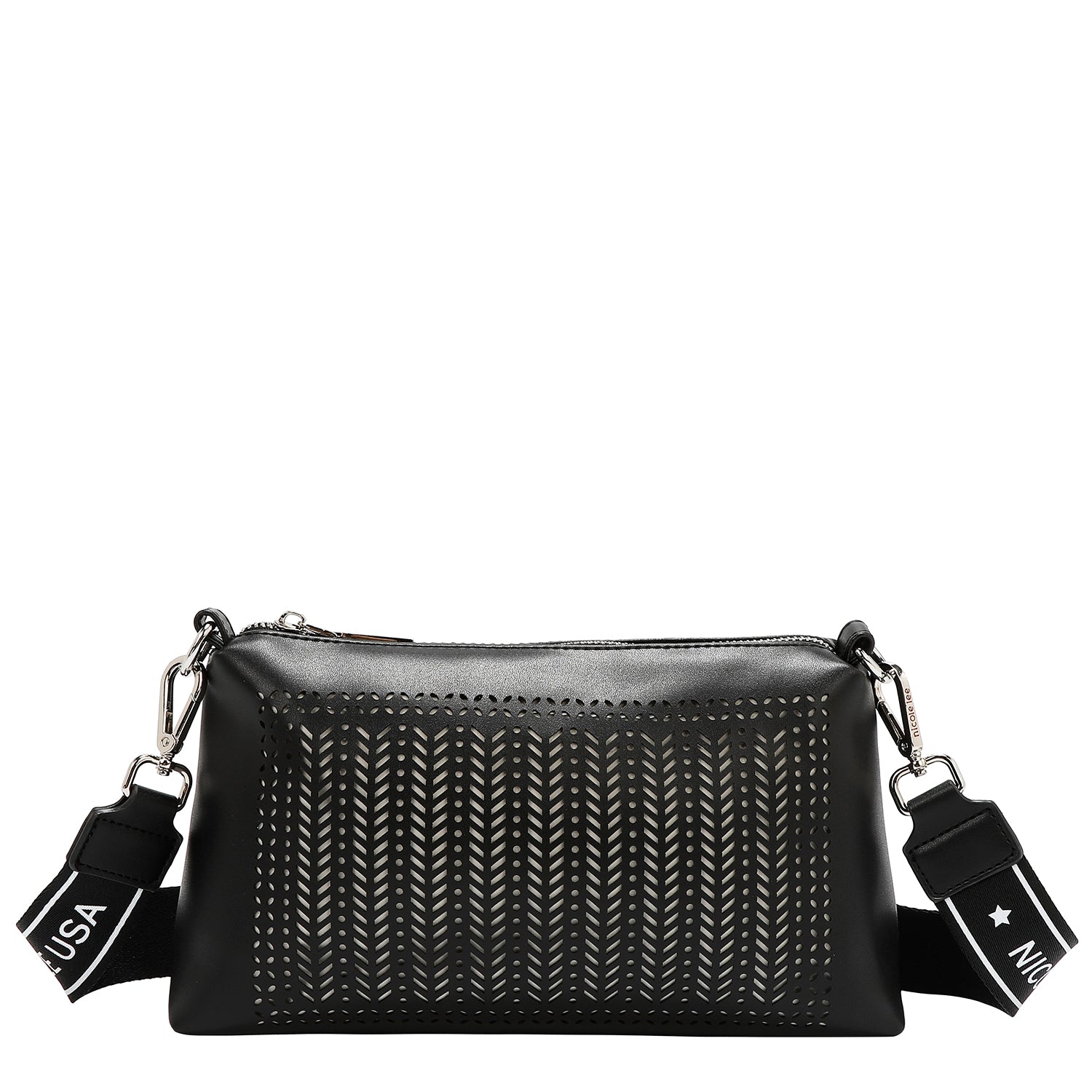 Borsa a due parti con taglio geometrico (nero)