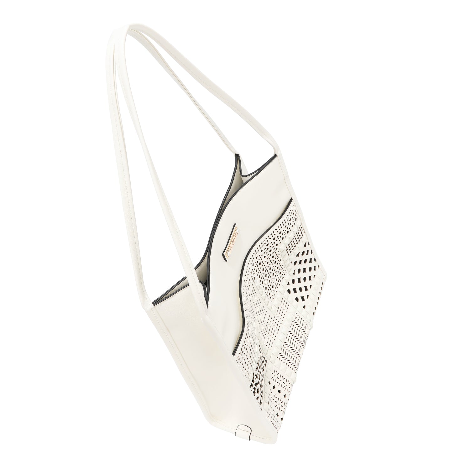 Borsa a due parti con tagli geometrici (bianco)