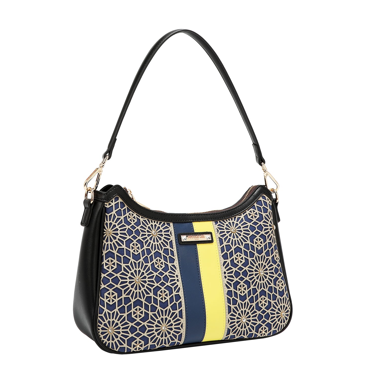 BORSA A TRACOLLA GEOMETRICA TAGLIA LASER (NERO)