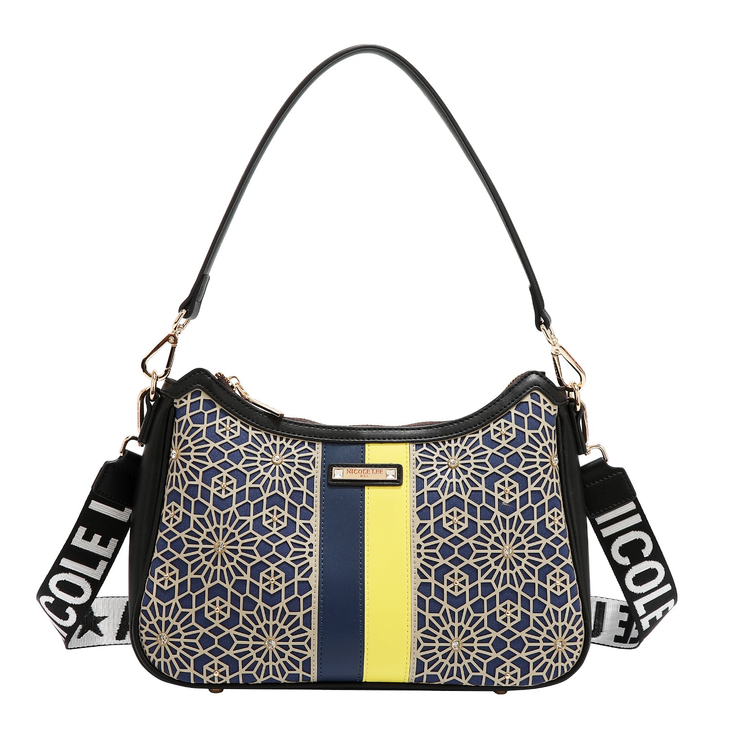 BORSA A TRACOLLA GEOMETRICA TAGLIA LASER (NERO)