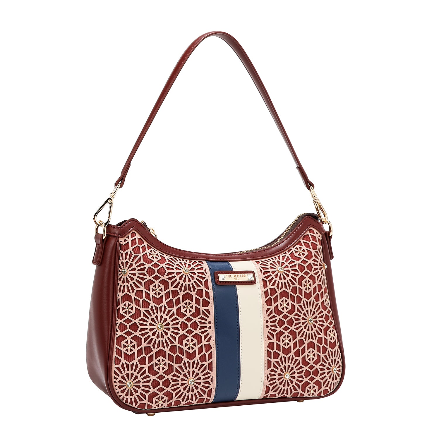 BORSA A TRACOLLA GEOMETRICA TAGLIA LASER (WINE)