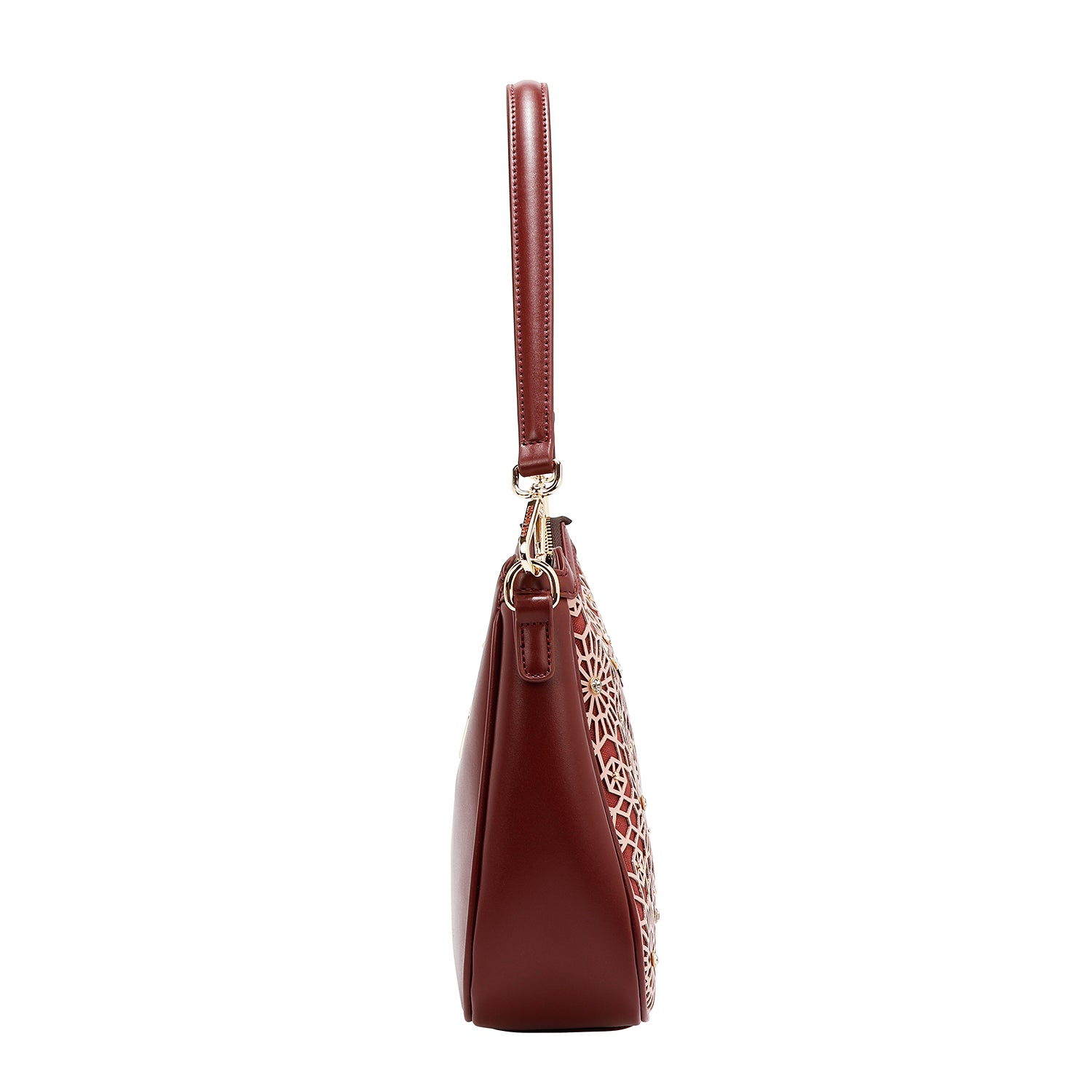BORSA A TRACOLLA GEOMETRICA TAGLIA LASER (WINE)