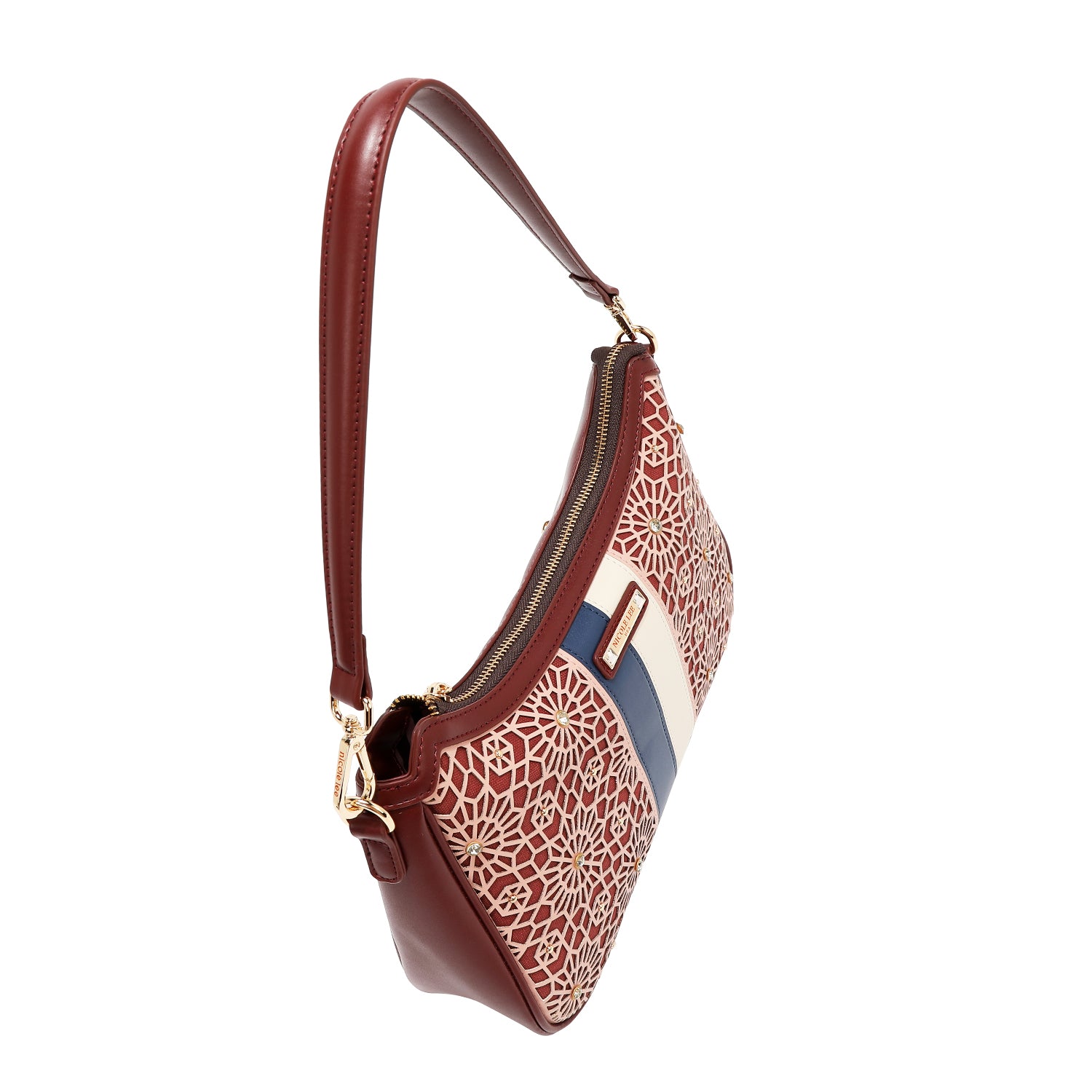 BORSA A TRACOLLA GEOMETRICA TAGLIA LASER (WINE)