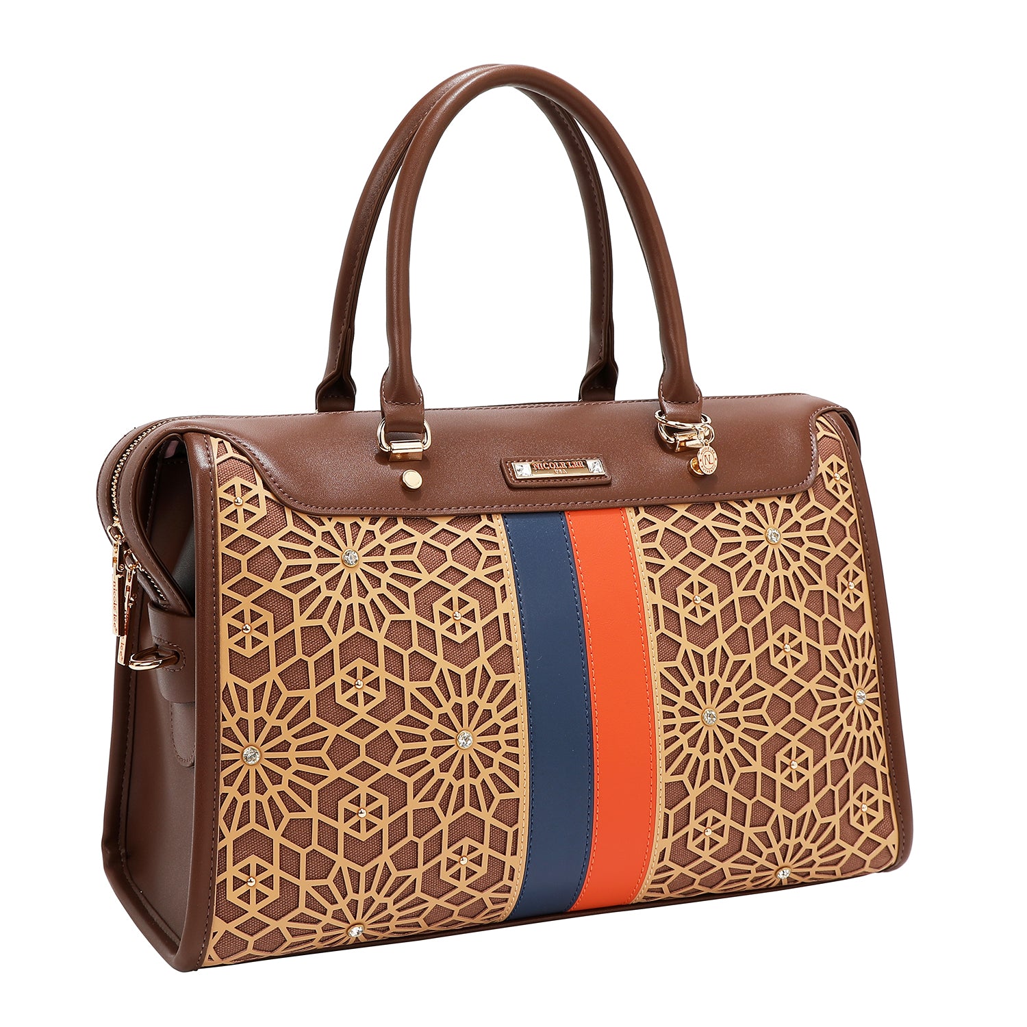 BOLSA BOSTON COM CORTE GEOMÉTRICO A LASER (MARROM)