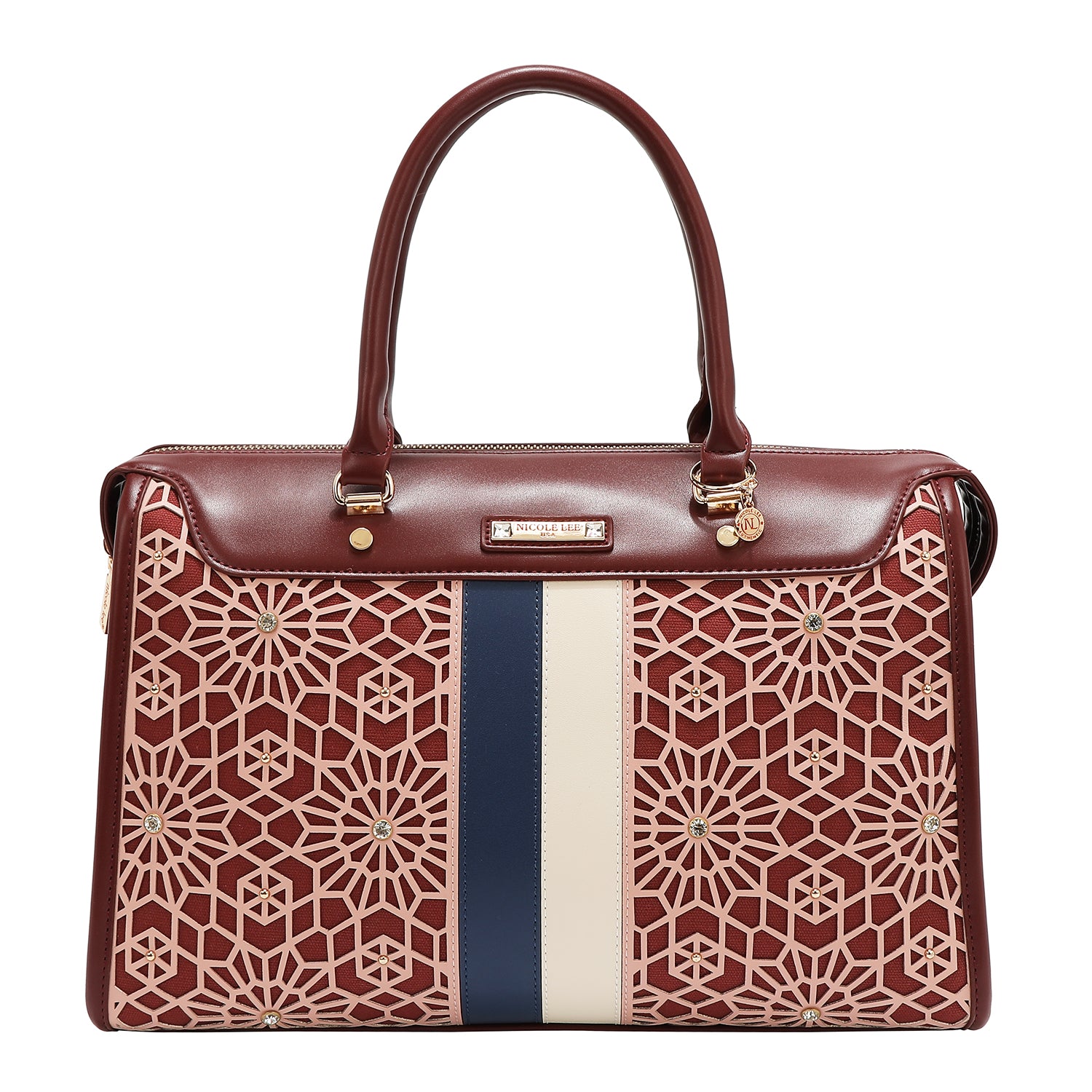BOSTON-TASCHE MIT GEOMETRISCHEM LASERSCHNITT (WEIN)