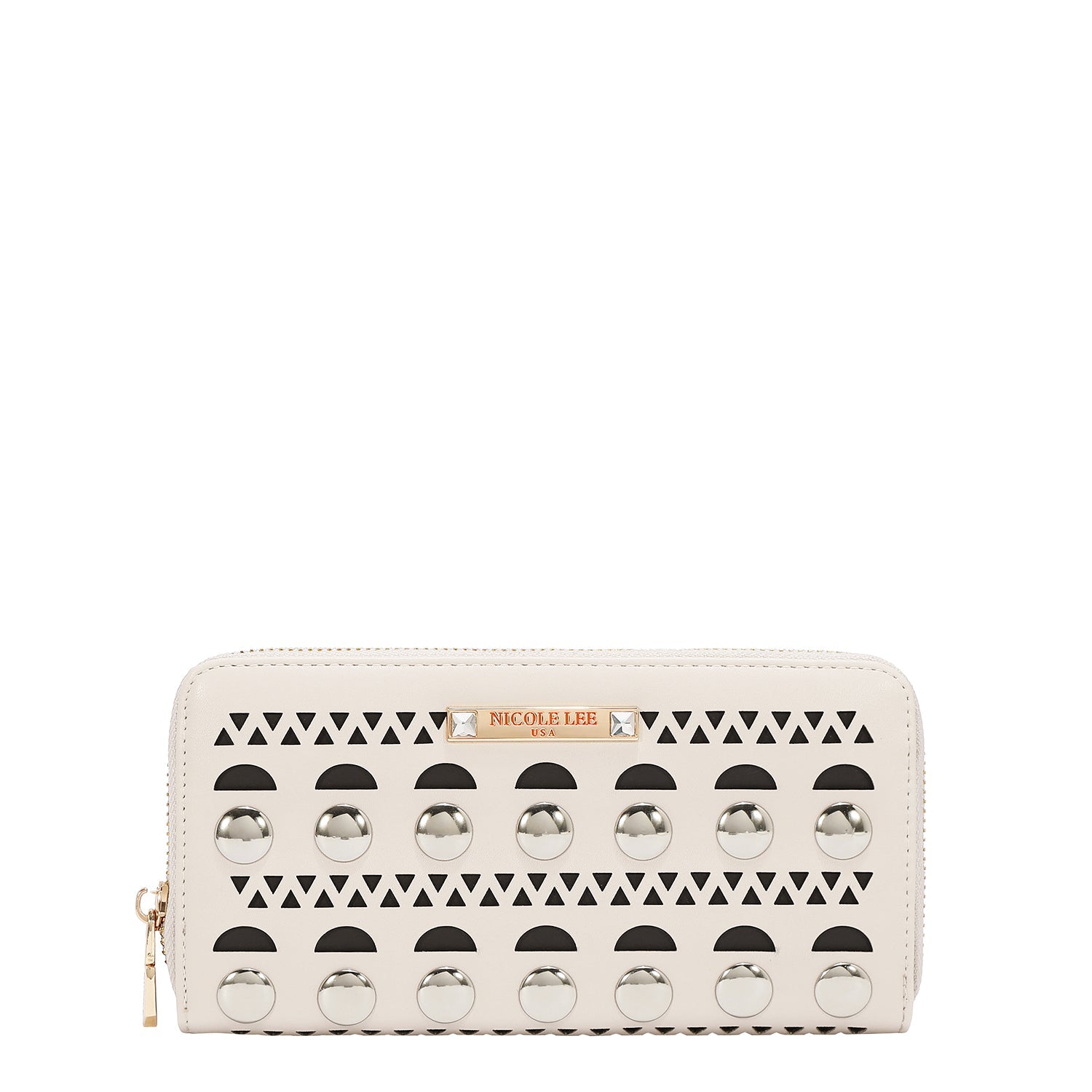 CARTERA CON TACHUELAS PLATEADAS (BEIGE)