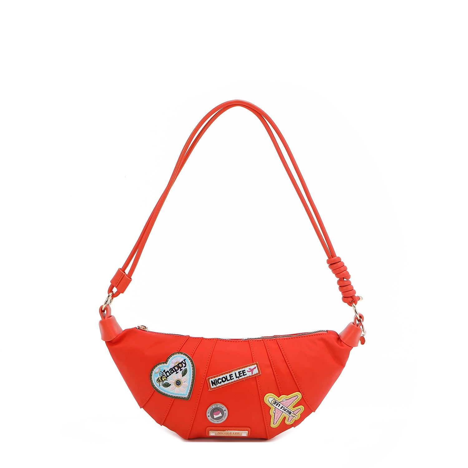 BOLSO CROISSANT CON PARCHES DE COLORES (Naranja)