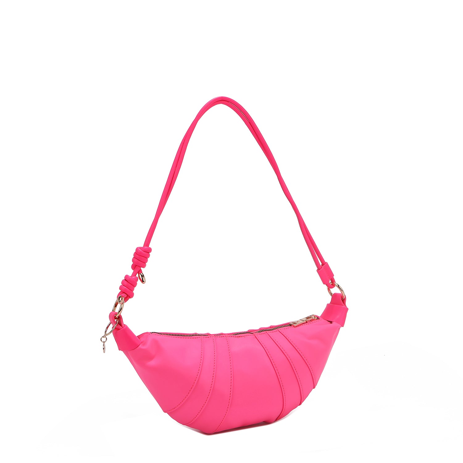 BOLSO CROISSANT CON PARCHES DE COLORES (ROSA)