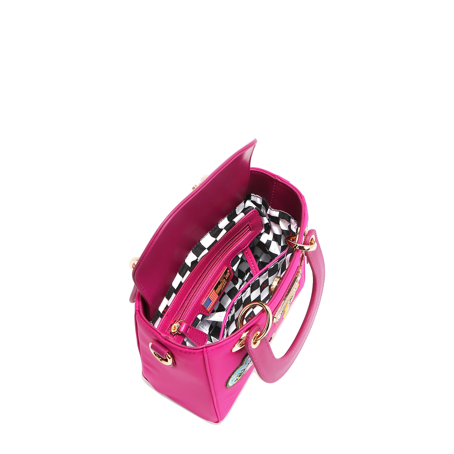 BOLSO DE MANO CON PARCHES DE COLORES (VIOLETA)